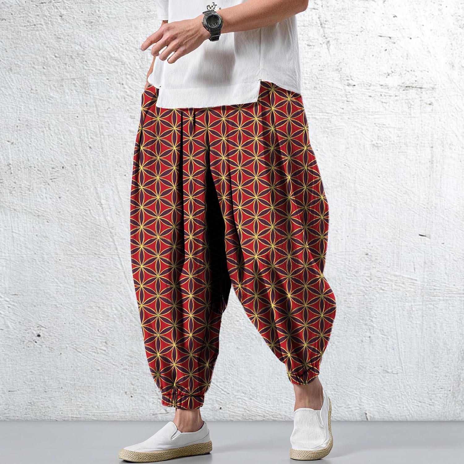 MARSVOVO Men's Casual Pants with Pockets Beach Summer Streetwear Harem Trousers Trendy Wide Leg Oversized Comfoy Outdoor - Image 2