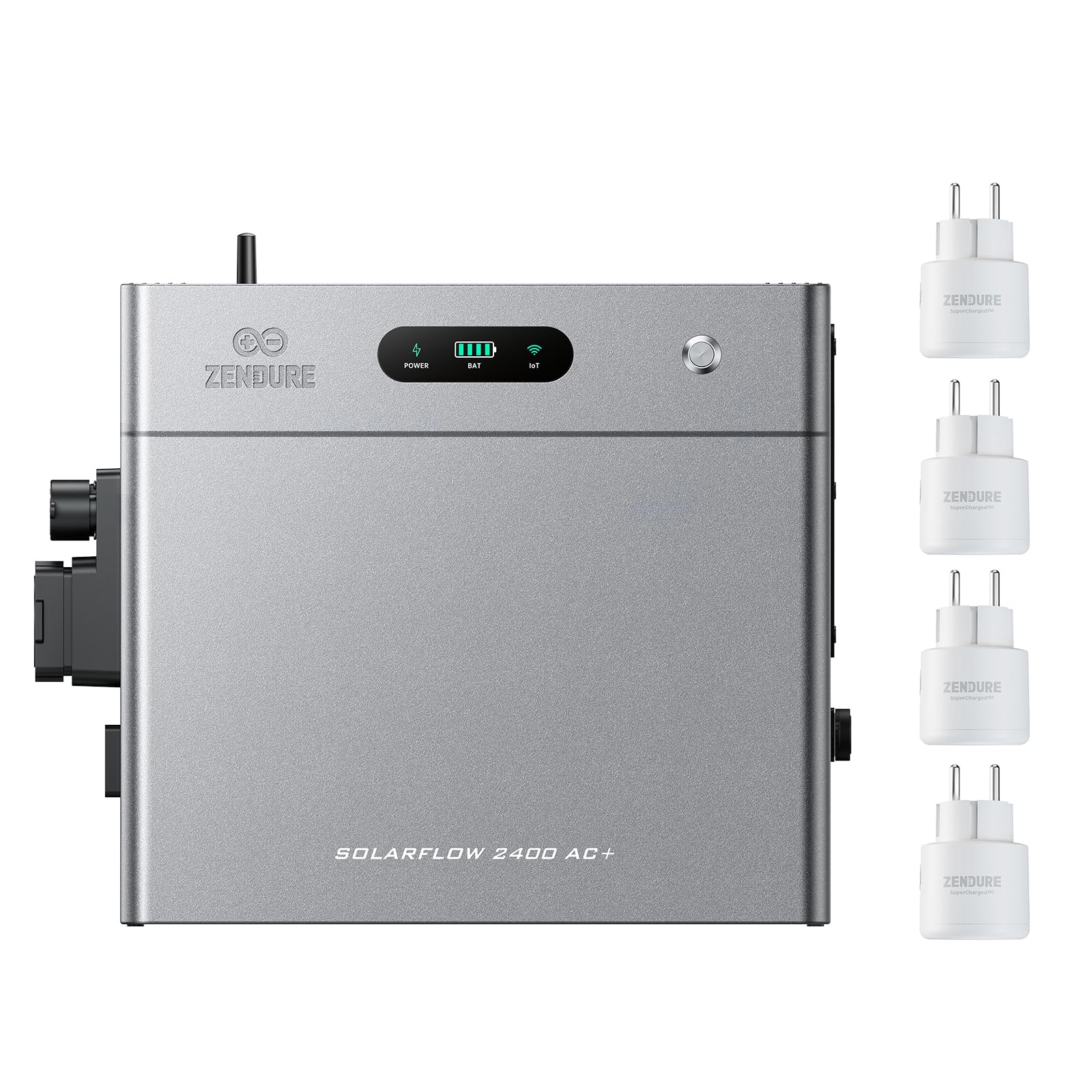 Zendure SolarFlow 2400 AC+ Balkonkraftwerk mit Speicher - Batteriespeicher für Balkonkraftwerk 2400W AC Bidirektionaler Ausgang Erweiterbar auf 16,8kWh, Plug und Play, IP65, KI-Energiemanagementsystem
