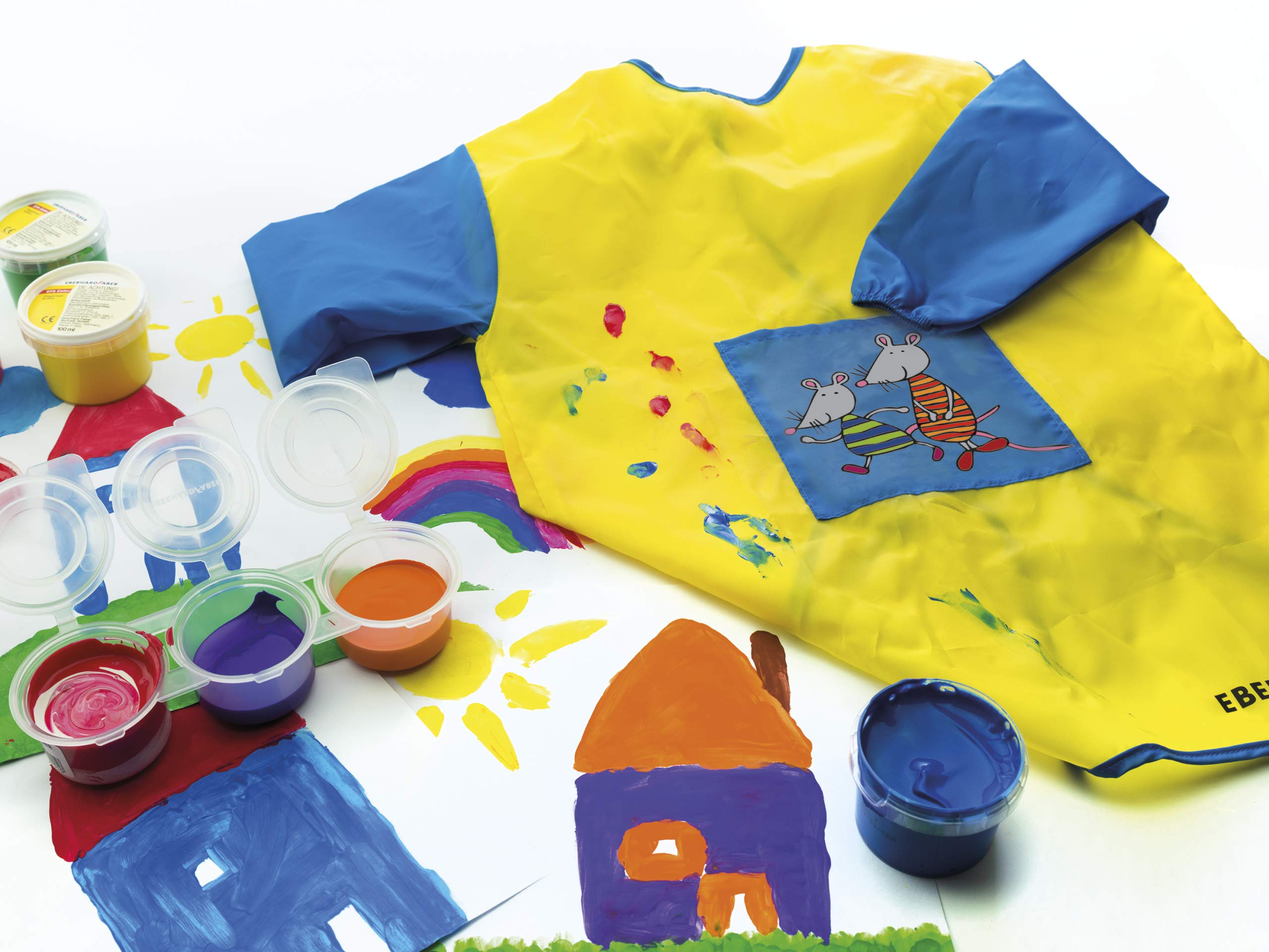 EBERHARD FABER 579902 - Fartuch do kolorowania Mini Kids, niebieski/żółty, dla dzieci w wieku od 3 lat