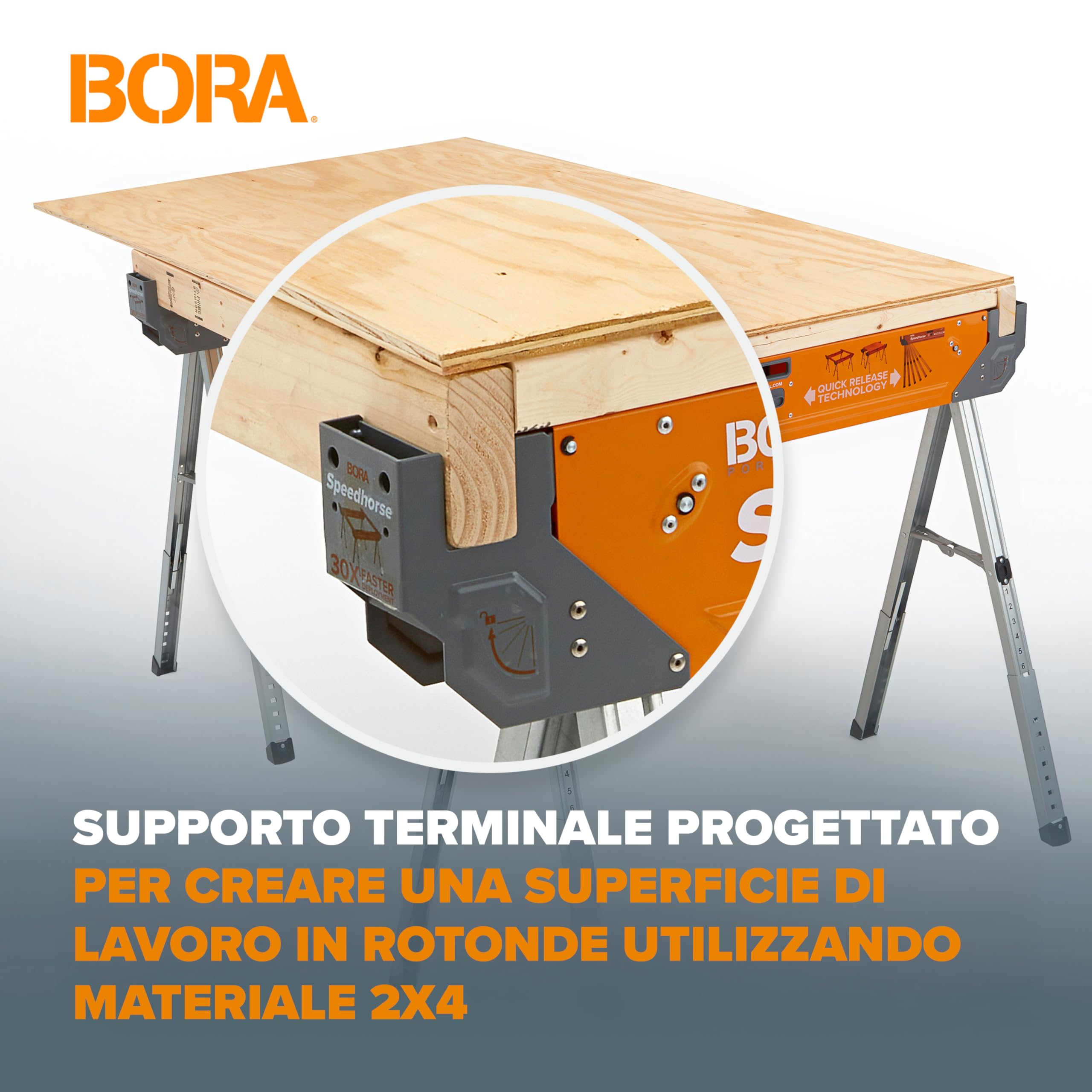 BORA Cavalletti da Lavoro Pieghevoli Speedhorse XT – 816 kg, Setup 1,6 sec, Altezza 76–91 cm, Coppia PM-4550T