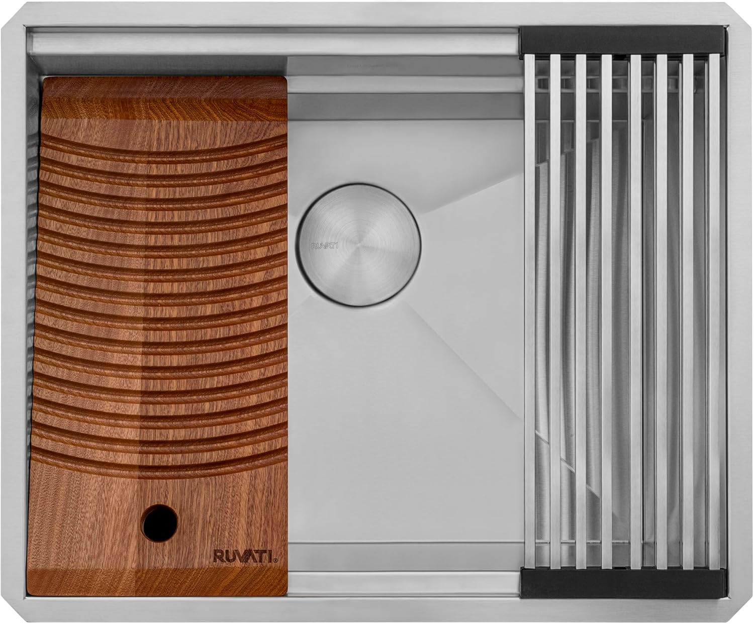 Ruvati 23" x 19" x 12" inch Deep Laundry Workstation Sink with Washboard Undermount Stainless Steel - RVU6525