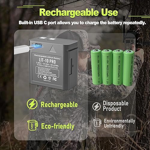 Miniatura 5 de Batería LIT-10 de repuesto para cámara celular SPYPOINT, batería recargable de litio Lit-10 Pro de 10500 mAh, compatible con SpyPoint LINK MICRO