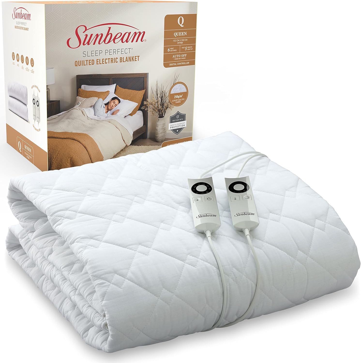 Sunbeam Sleep Perfect Queen Quilted Heated Blanket 1 pc White BLQ5451