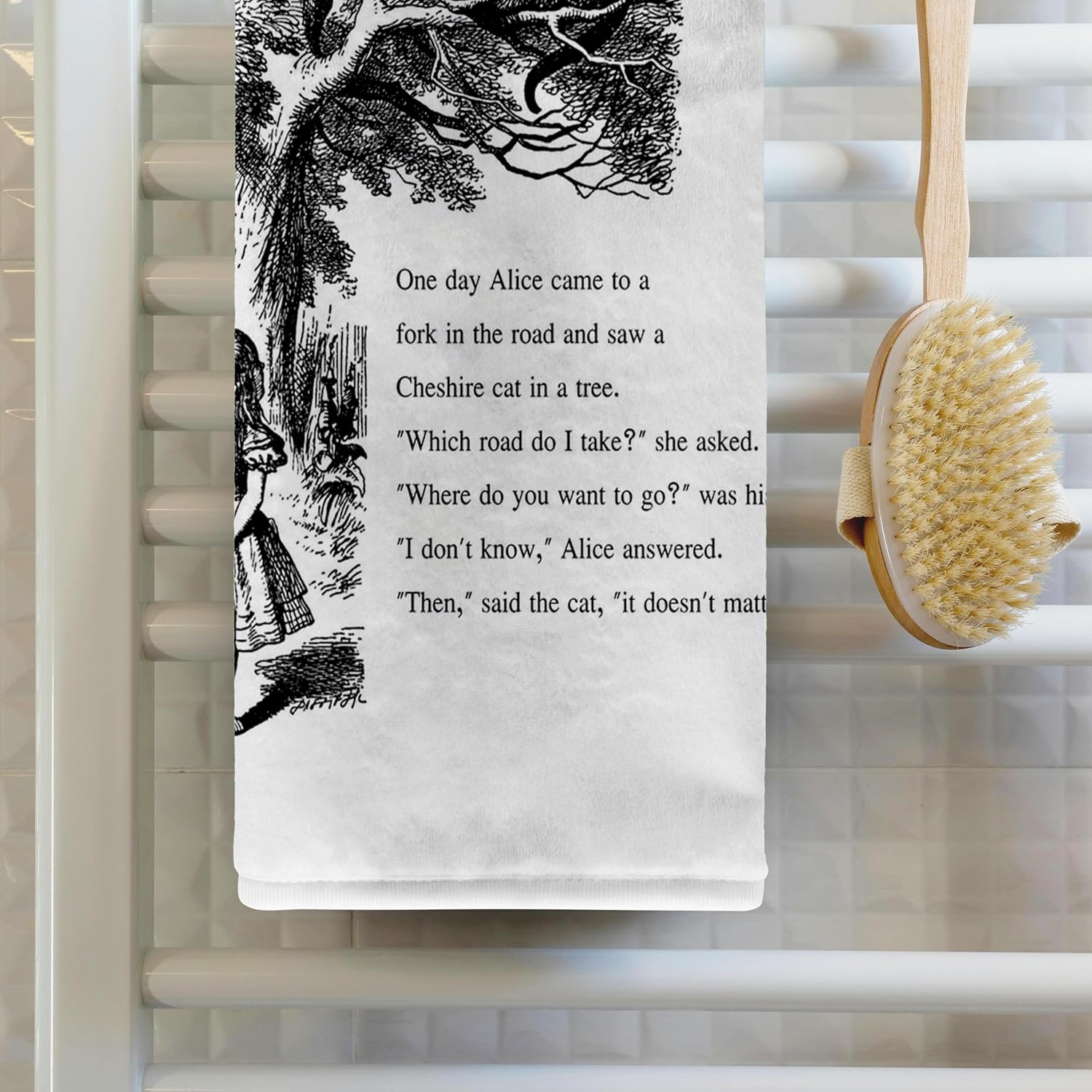 3dRose Which Road do I take Cheshire cat Alice in Wonderland - John Tenniel 22x30 Bath Hand Pool Towel