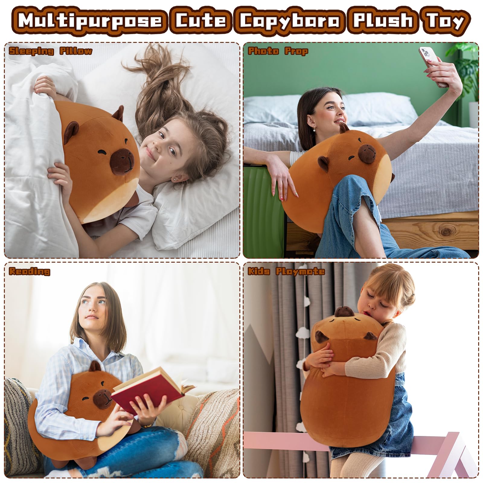 Cute Capybara Plush Stuffed Animal - 16'' Soft Toy, Pillow & Decoration Gift for Kids - Image 5