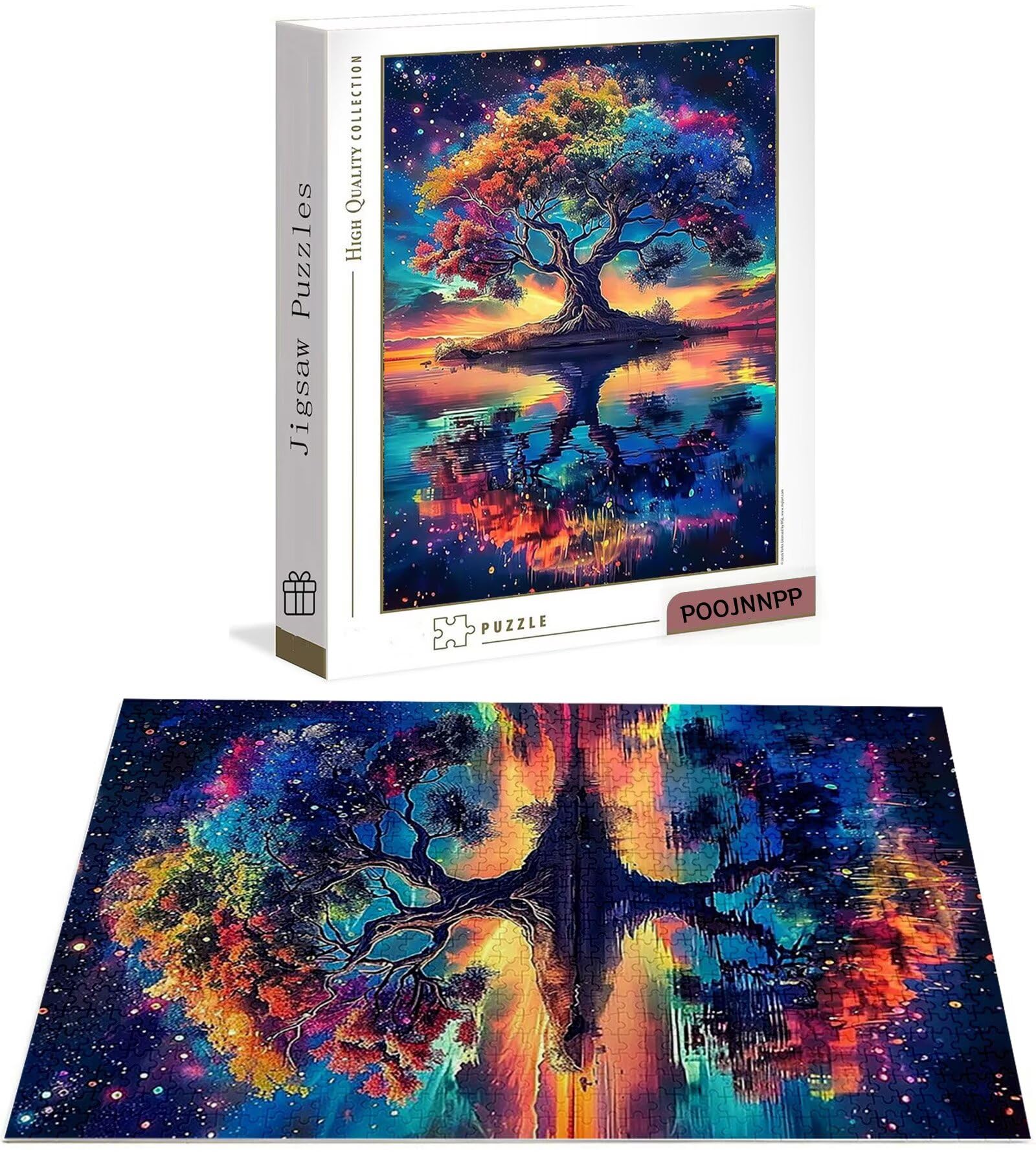 Puzzle 1500 elementów Dorośli gwiaździste niebo, puzzle 1500 elementów idealnie zagnieżdżone litery z tyłu, drzewo gra edukacyjna wyzwanie policzek klasyczne puzzle, prezent dla dorosłych i