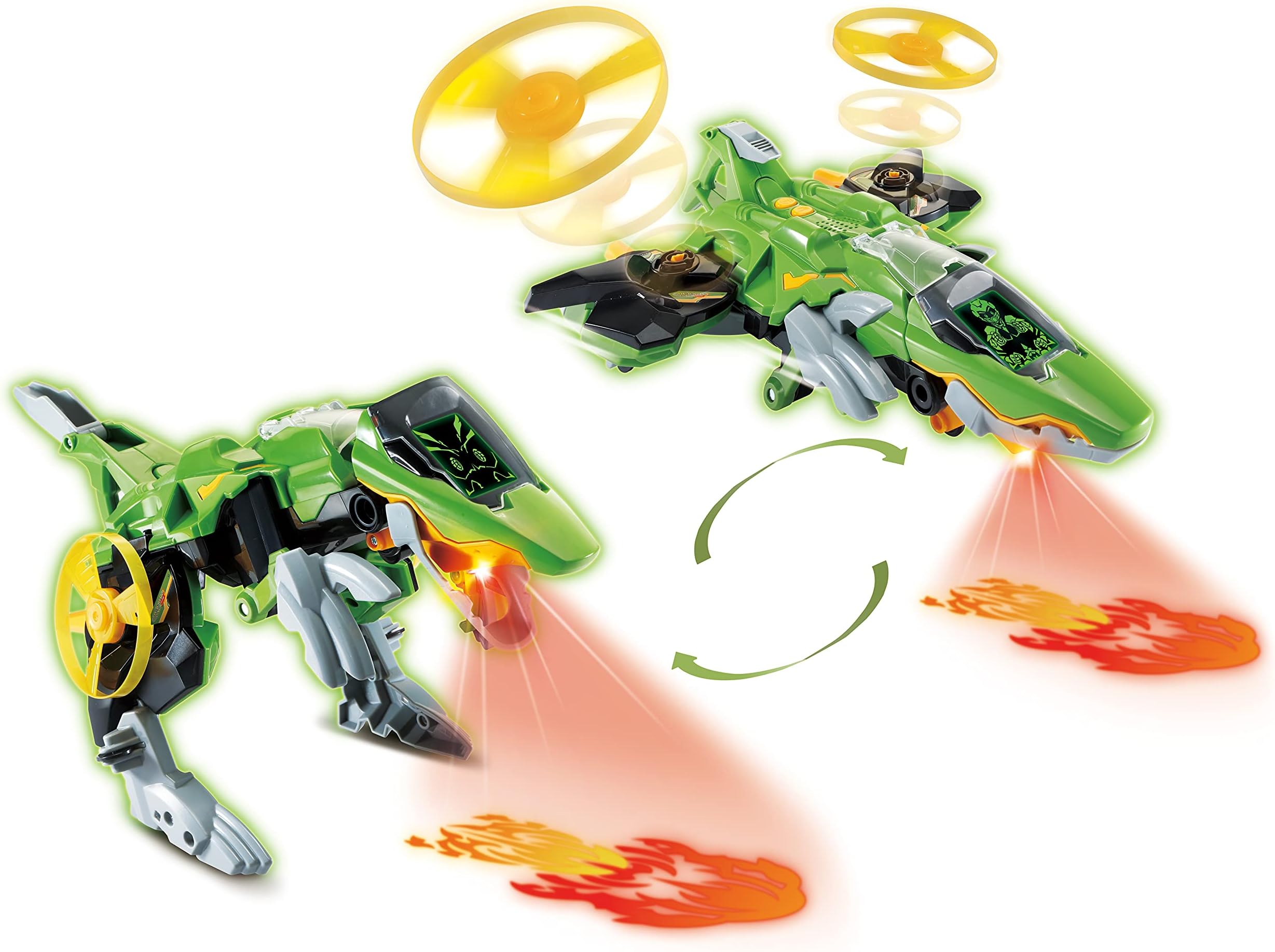 VTechSwitch and Go Dinos Fire-Jet Therizinosaurus - Dino Jet Transformer - 2-in-1 Toy with LCD Display, Propeller, Dinosaur Voice, Sound and Light Effects - for Children Aged 3-8 Years