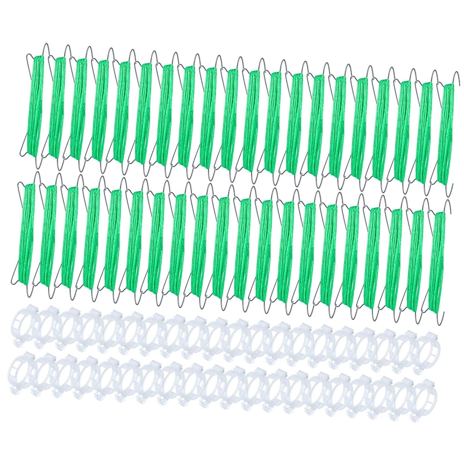 Mollette di sostegno per rampicanti da giardino, Clip for piante di pomodoro in metallo da 40 pezzi da 27,5 cm con corda in nylon for la crescita del giardino verticale