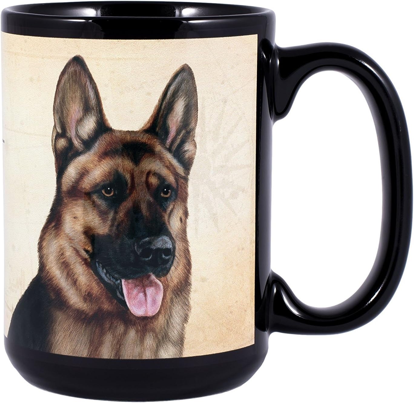AMAHLE Gywinovo Pet Gifts German Shepherd Puppy Dog Breed Traits 15 Ounce Ceramic Stoneware Coffee Mug with Comfort Grip Handle