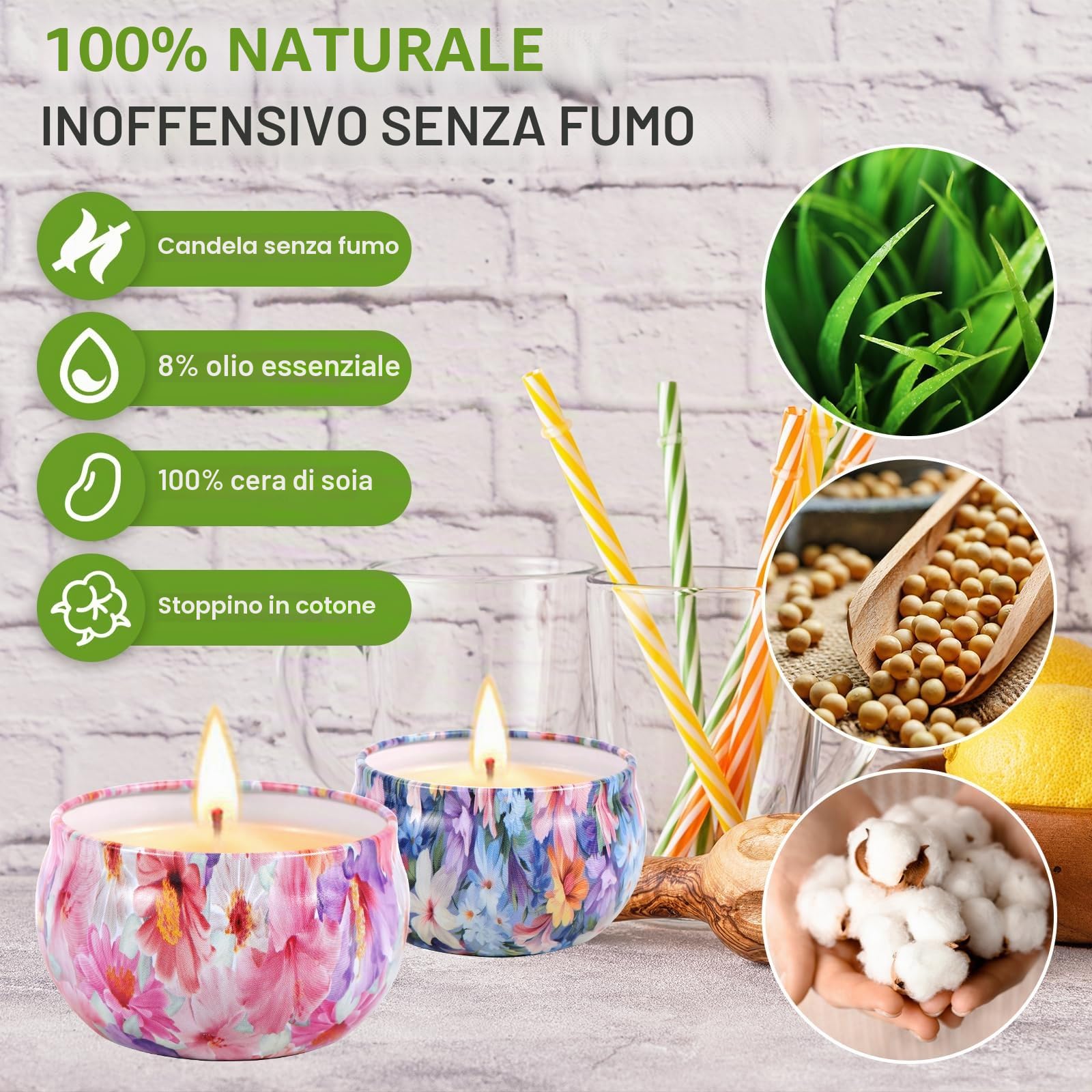 Candele Profumate, 12 Pezzi Set Candele Profumate, Candele Decorative, Candela Profumata Regalo Cera di Soia Naturale, per Bagno, Matrimonio, Yoga, Natale, Regali di Compleanno (12 Profumi)
