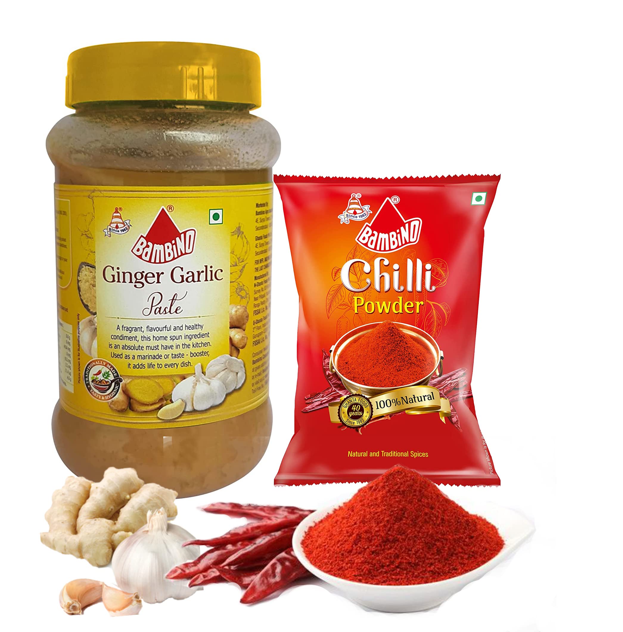 Bambino Combo Ginger Garlic Paste 1 Kg I Red Chilli 500 GMS (B0C3XJX8X5) Amazon Price History, Amazon Price Tracker