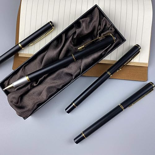 Miniatura 5 de Ancolo Bolígrafos con logotipo personalizado, bolígrafo de bola rodante, hermosos bolígrafos de escritura suave, repuesto de tinta negra, grabado