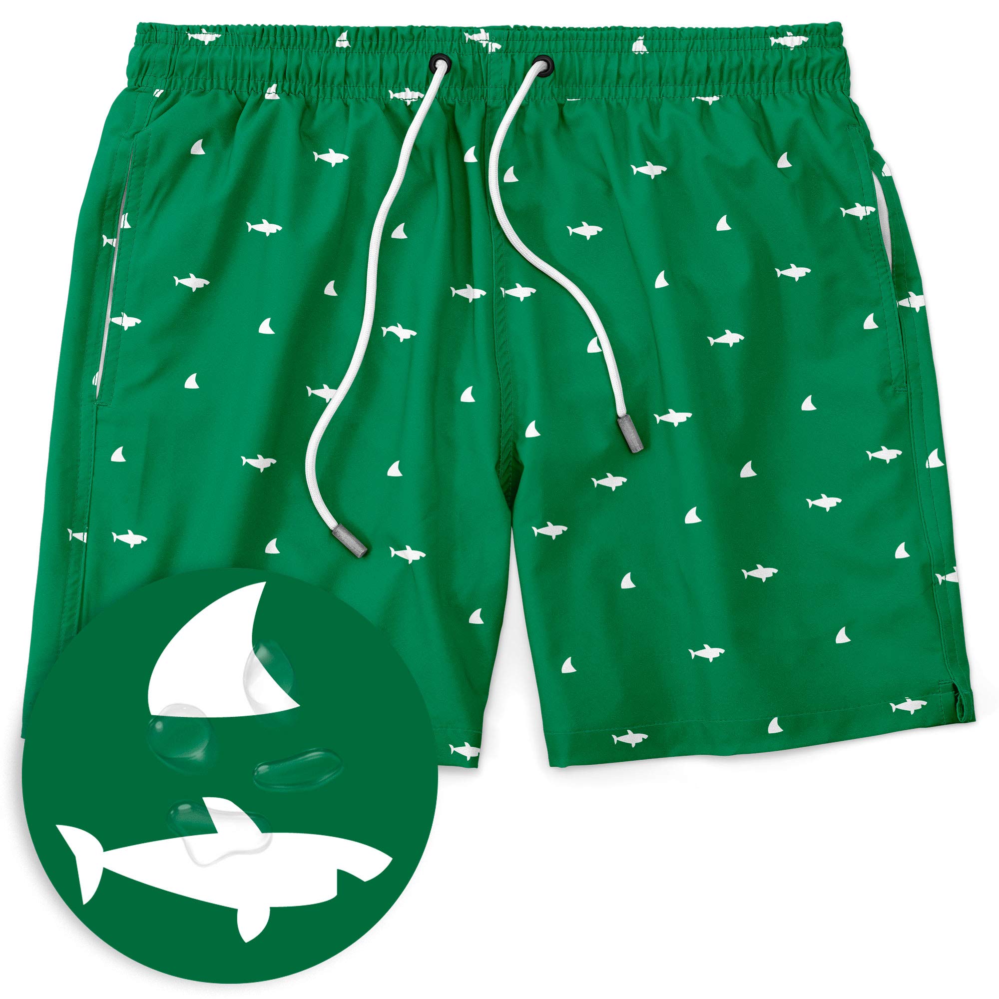 Mens Swim Trunks Elastic Waist Drawstring Shorts from Small - 2XL