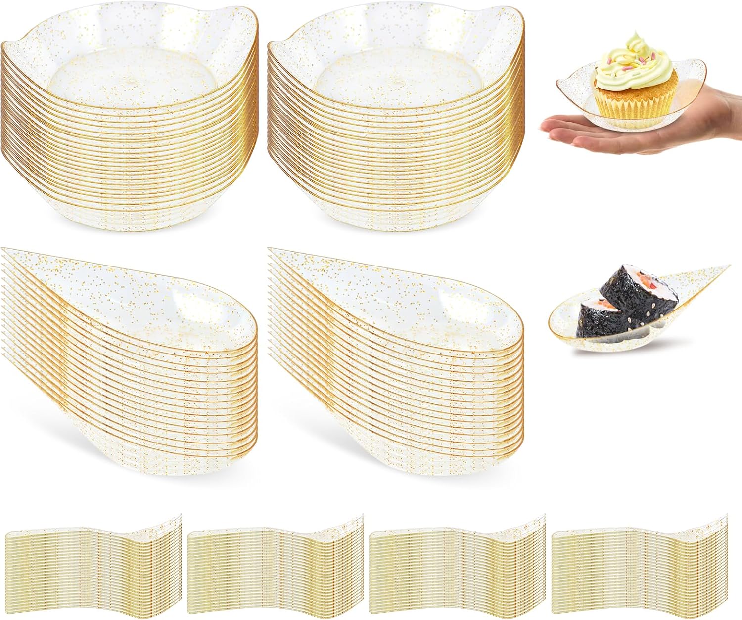 XUWAIDSGN 100 Count Gold Mini Appetizer Plates set Tear