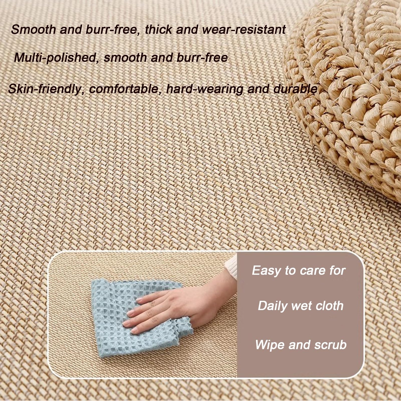 Tappeto in bambù tradizionale giapponese, antiscivolo, traspirante, per letto, sala meditazione, tappetino estivo in fibre naturali (1,8 cm di spessore, 49,8 x 99,8 cm)
