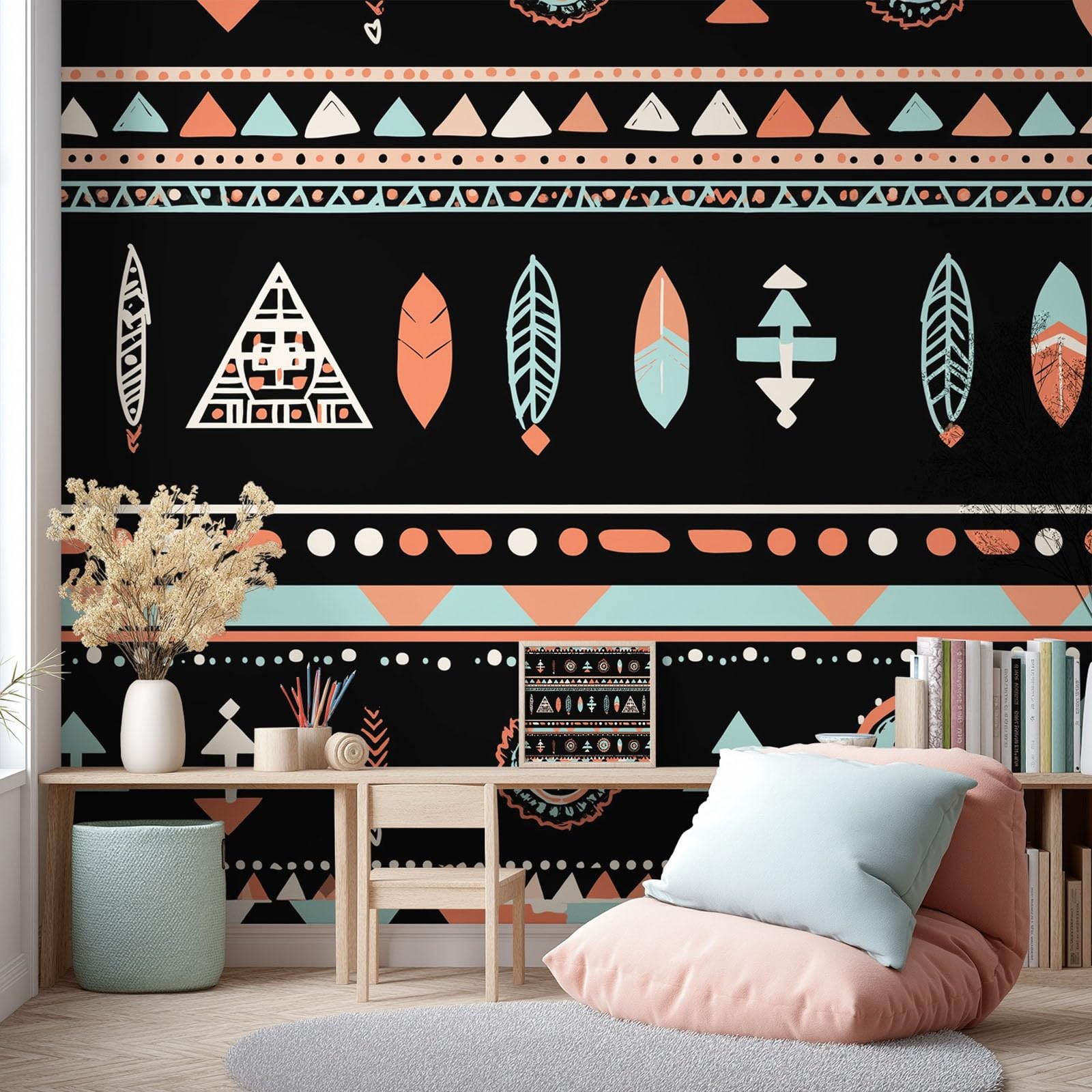 Fototapeta indiańska, plemienna tapeta etno, 350 x 250 cm, włóknina, dekoracja ścienna, tapeta ścienna, dekoracja ścienna, tapeta dekoracyjna, tapeta do gabinetu, salonu, restauracji, totem