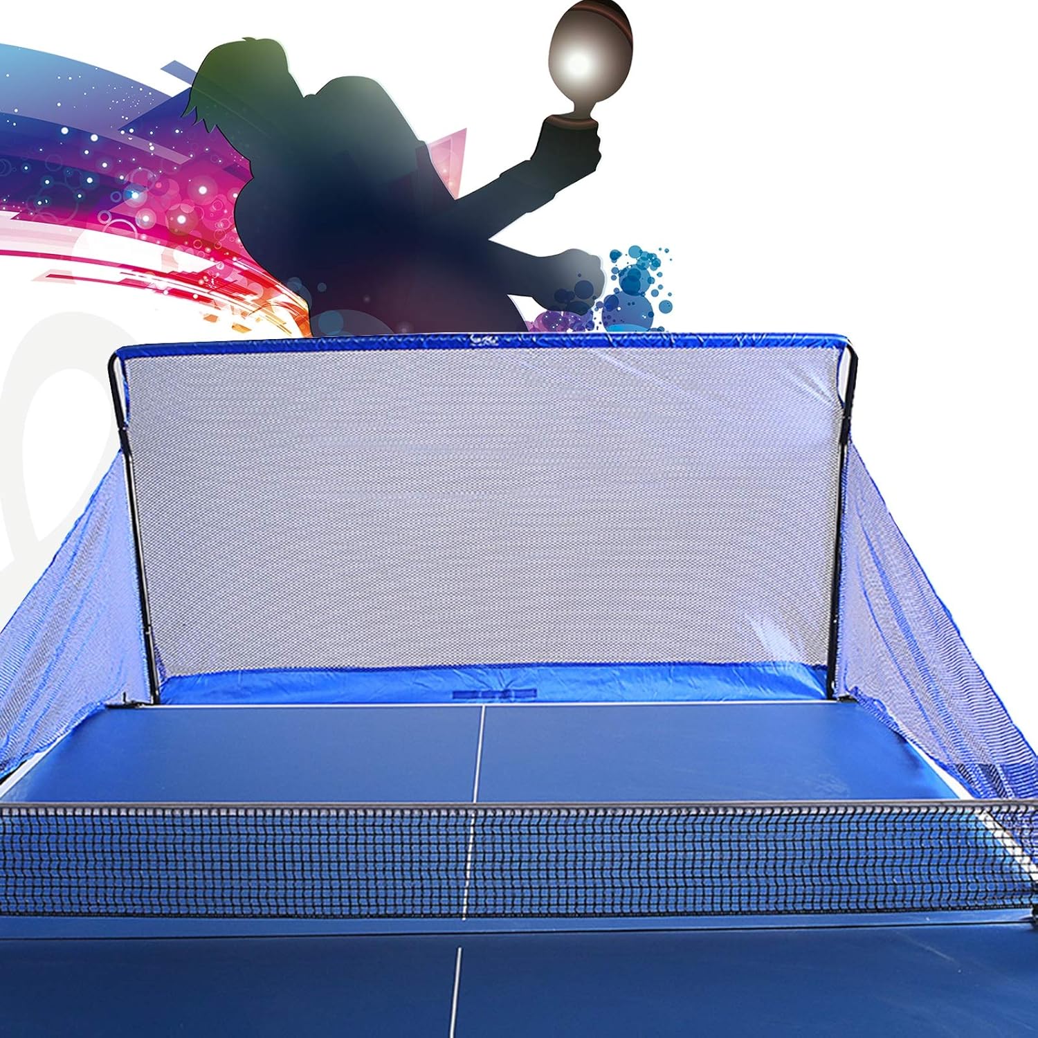 Table Tennis Ball Catch Net Table Tennis Ball Catch Net, Portable Ball Picking, Folding Clamp Table Collecting Net Catching Net, Used for Home Entertainment (Color : Blue)