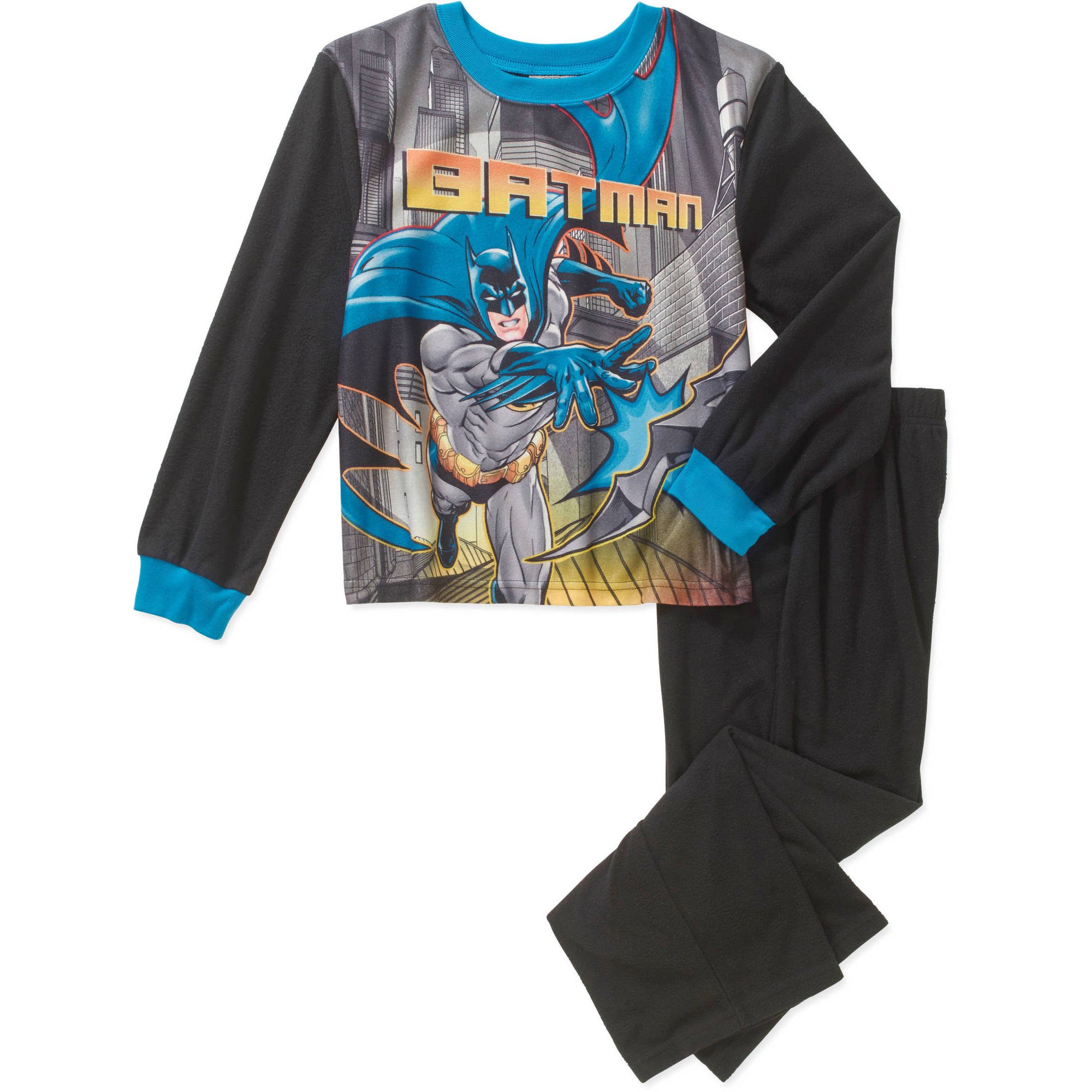 DC Comics Batman Licensed Flannel 2 Piece Pajama Set Boys (Medium 8)