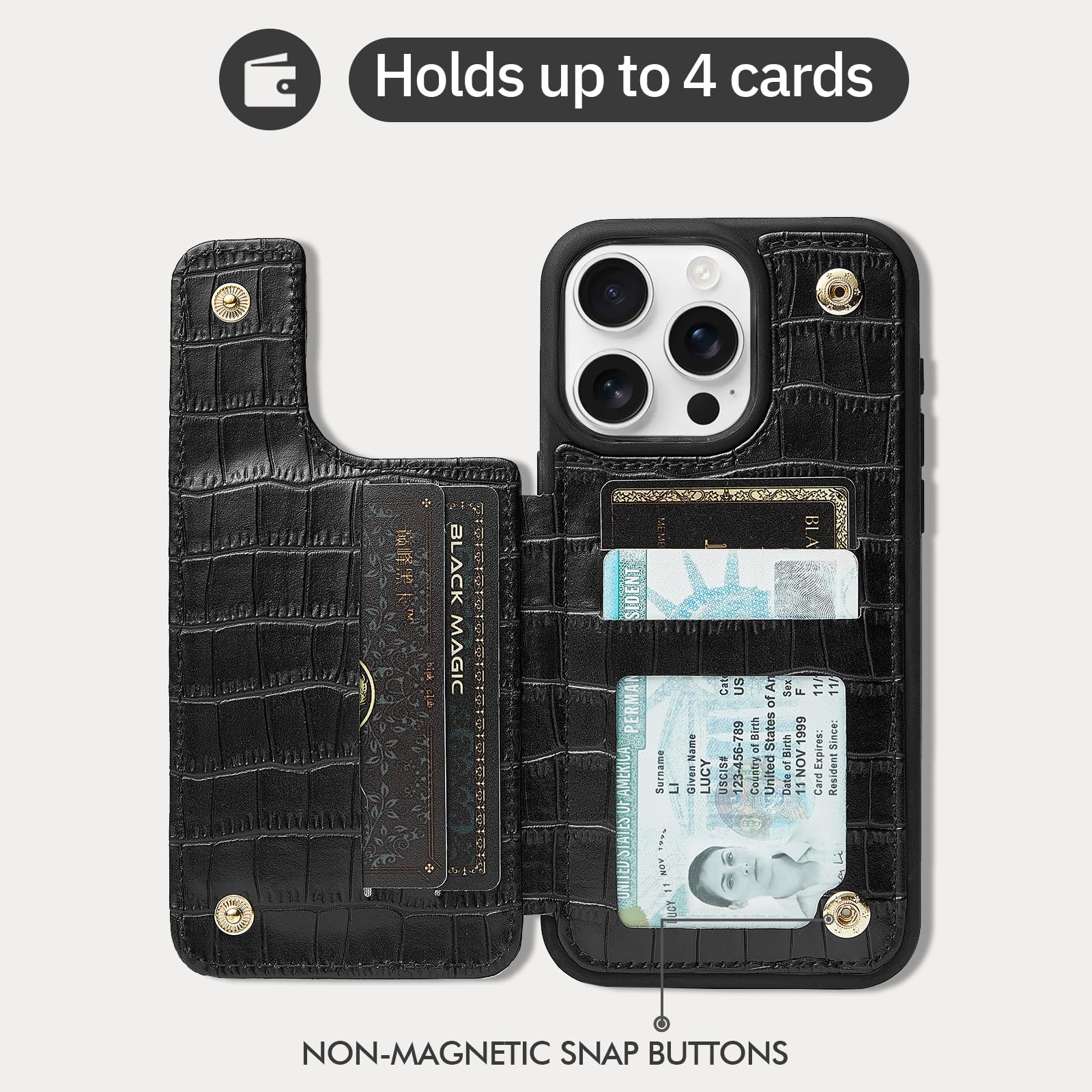 Amazon.co.jp: CUSTYPE iPhone 15 Pro用ウォレットケース、カード