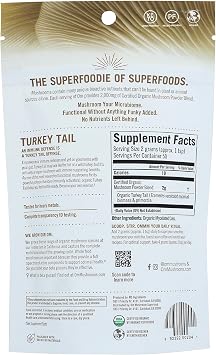 Om Mushroom Superfood, Organic Om Turkey Tail 100G, 3.5 Ounce