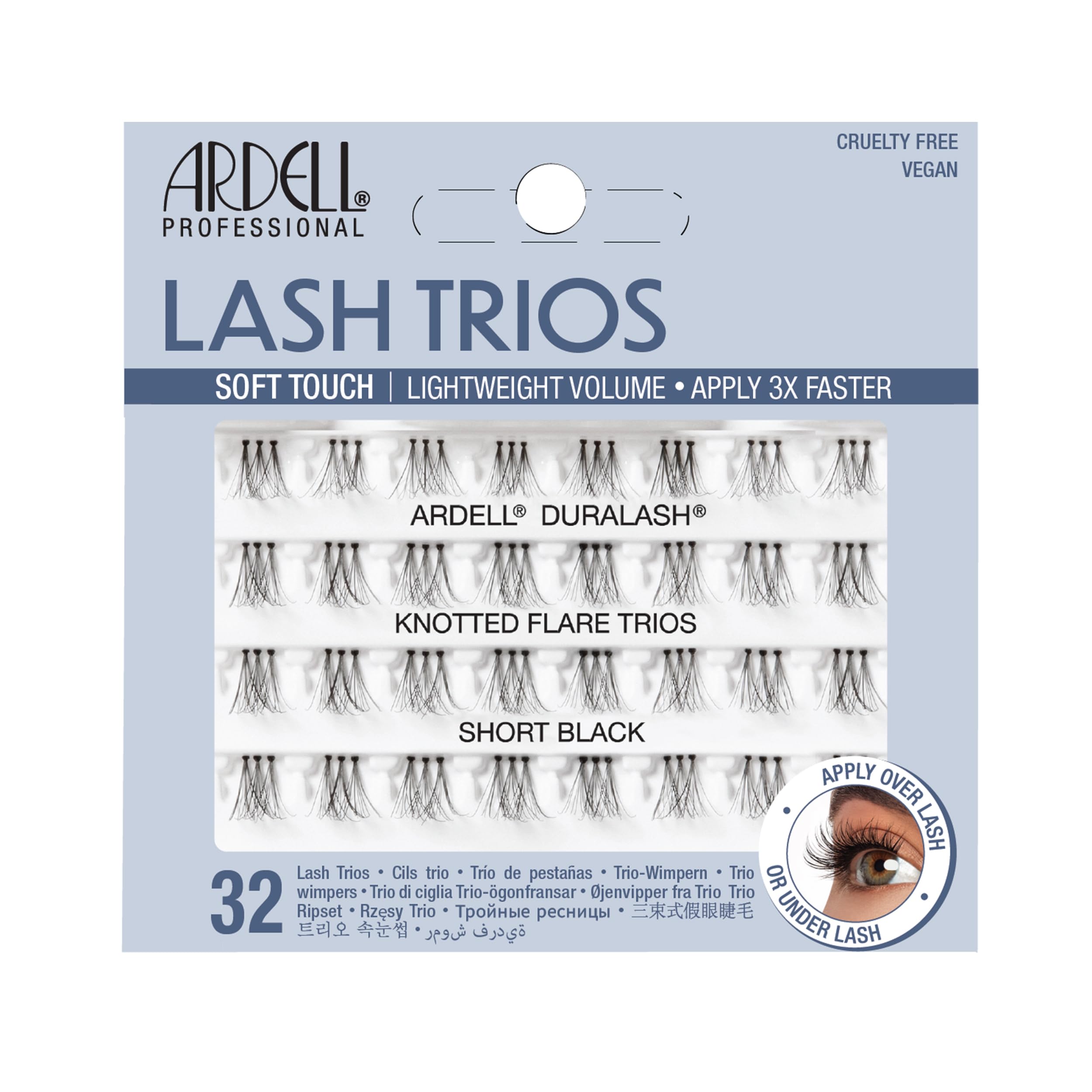 ARDELL Soft Touch Trios Individuals Eye Lashes, Short, Black