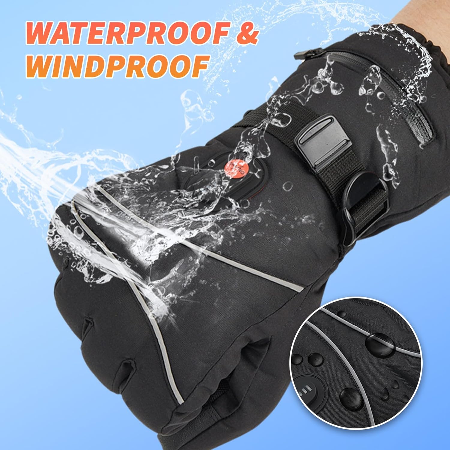 Heated Gloves for Men Rechargeable, Waterproof & Windproof Winter Warming Gloves, Winter Gloves for Riding Skiing Skating Hiking - Image 5