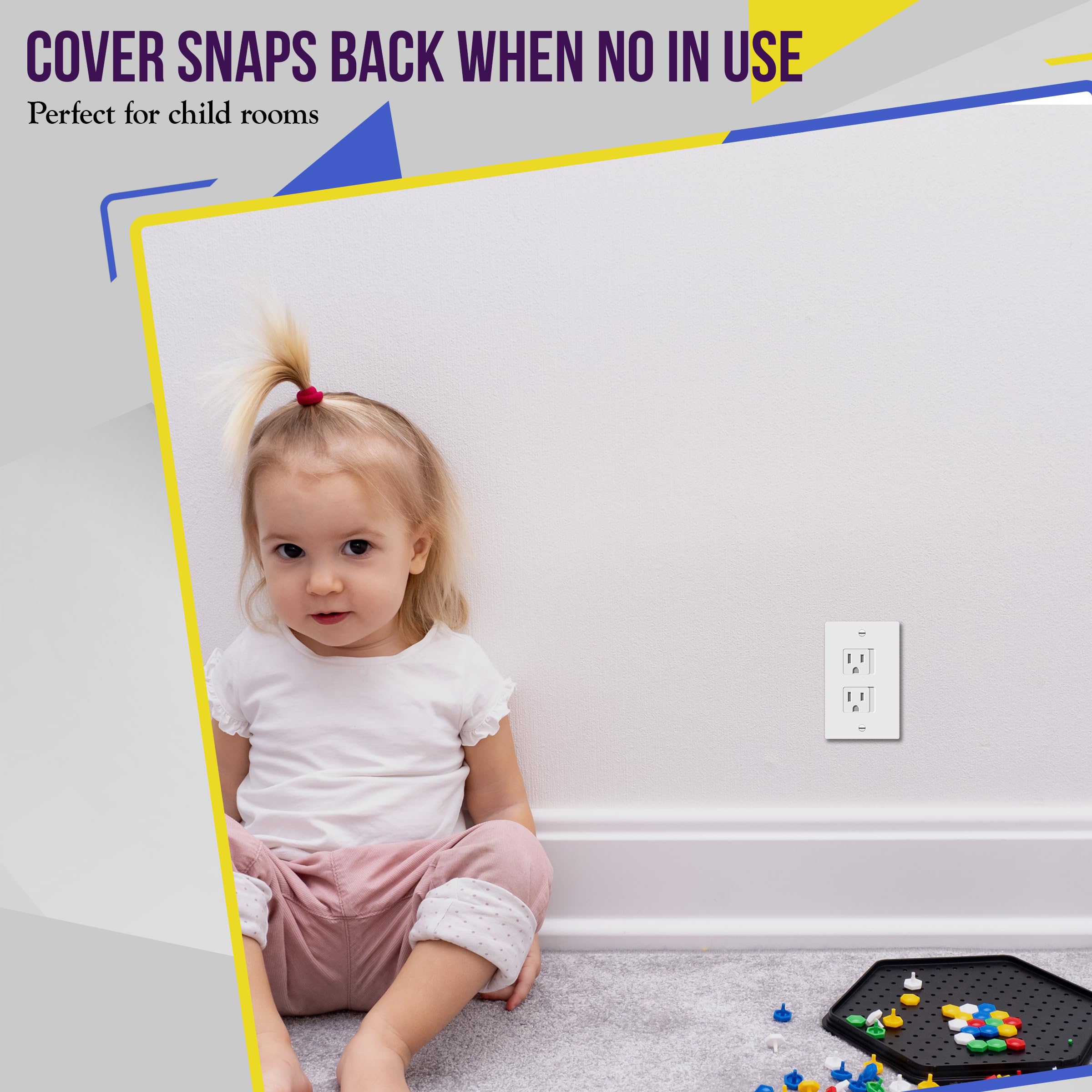 ENERLITES Cubierta de salida a prueba de niños, cierre automático, se adapta tanto a tomas dúplex como decorativas, diseño de seguridad, enchufe resistente a manipulaciones para receptáculo, tamaño