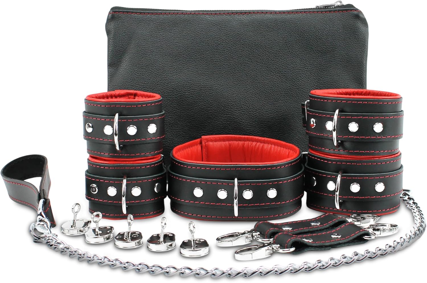 Madison Set Wrist and Ankle Cuffs - Bondage Restraints - BDSM Gear - Sexy Handcuffs - Adult Toys for Couples - 7-Piece Set