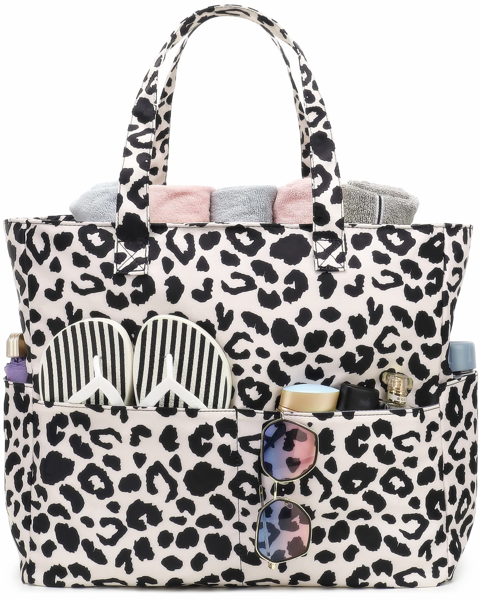 Waterproof Beach Tote Pool Bags for Women Ladies Extra Large Gym Tote Carry On Bag With Wet Compartment for Weekender Travel