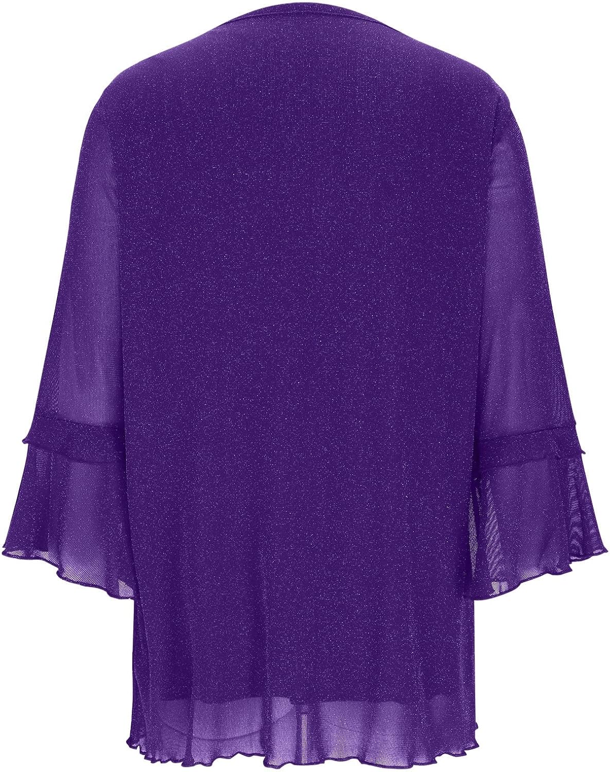 3/4 Length Sleeve Womens Tops Sparkly Deep V Neck Top Party Elegant Tunic Blouses Ruffled Blouse with Double Layers