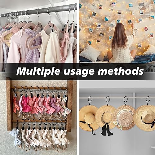 Miniatura 5 de Paquete de 36 ganchos para cortina de ducha, clips de metal, anillos de cortina con clips, anillos de cortina negros, clips de barra de cortina para