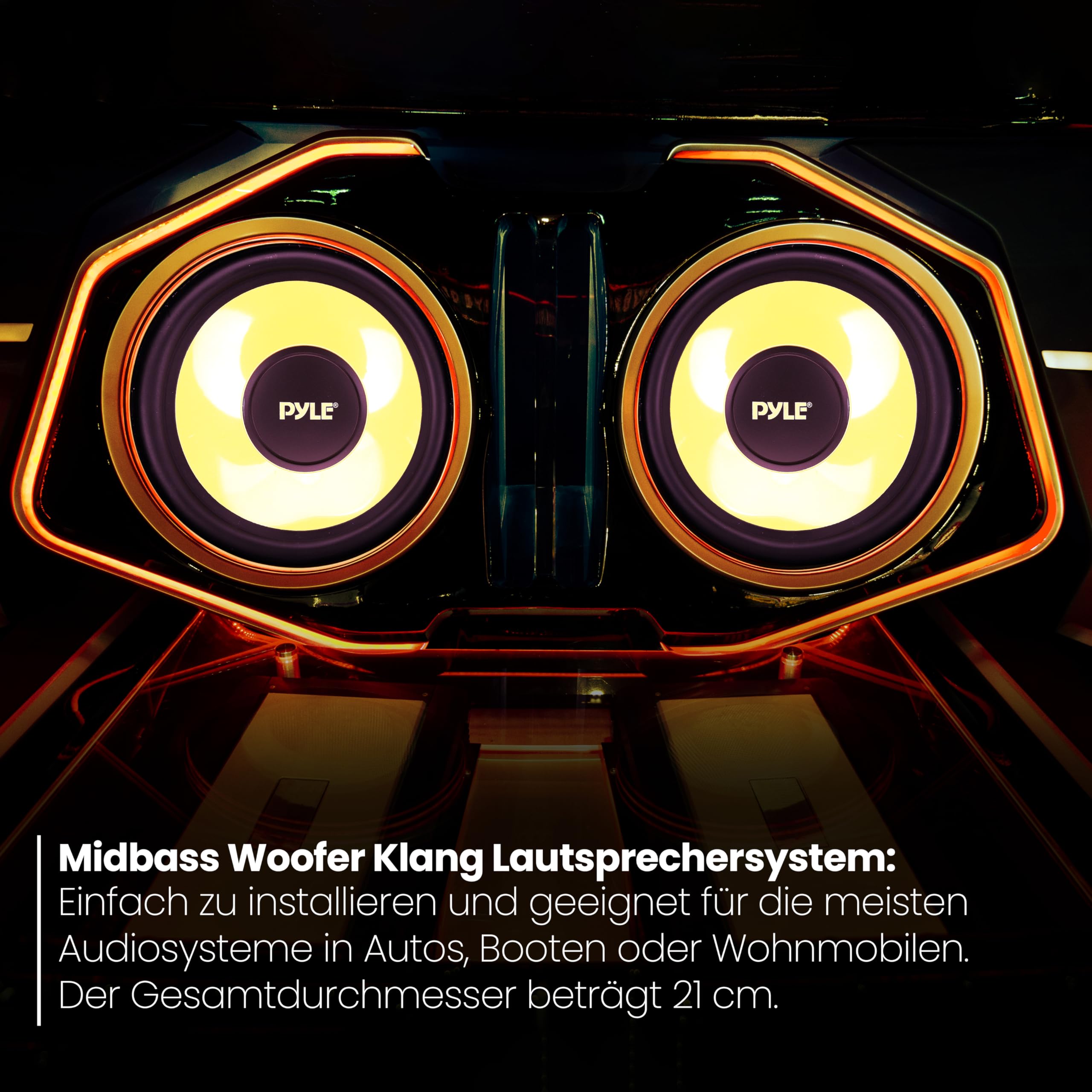 Pyle 8" (203 mm) Lautsprecher – 400W 4 Ohm Auto Subwoofer Komponent Bass Woofer – Klarer Sound, Gelber Poly-Konus, Midbass Upgrade für Auto-Musikanlage, Einfache Montage