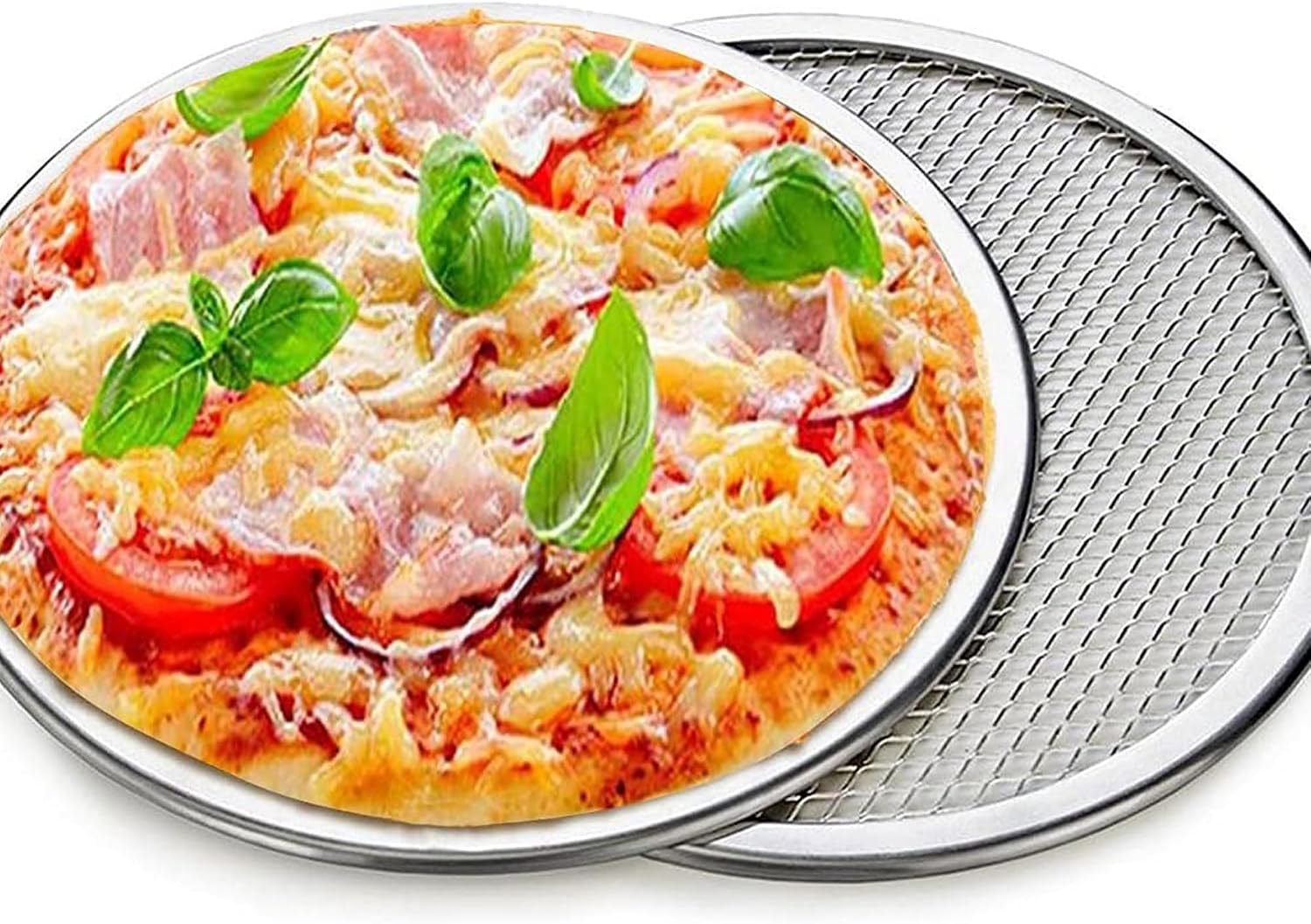 2 Pack 12-Inch Pizza Screen,Aluminum Pizza Baking Screen, Seamless
