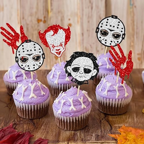 Miniatura 142 de Gyufise 24 adornos para cupcakes de Halloween con calabaza, fantasma, purpurina negra, decoraciones para cupcakes para niños, decoración de fiesta