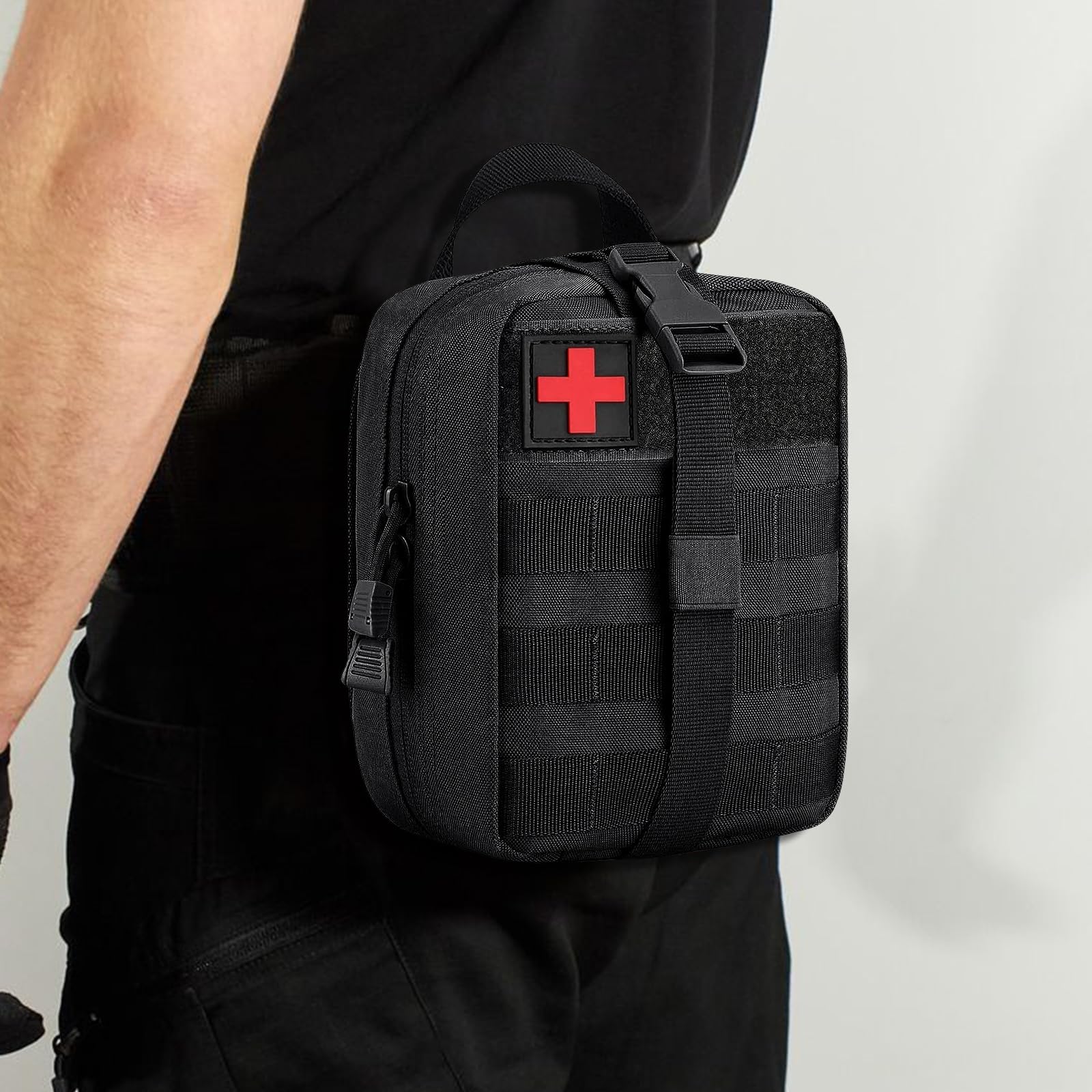 Borsa di Pronto Soccorso Tattico, Borsa Medico Smontabile Impermeabile, Sacchetto Emergenza Tattica Medico, Tattica Vuota Tasca, Kit Pronto Soccorso Trekking per Viaggio Campeggio (Nero)