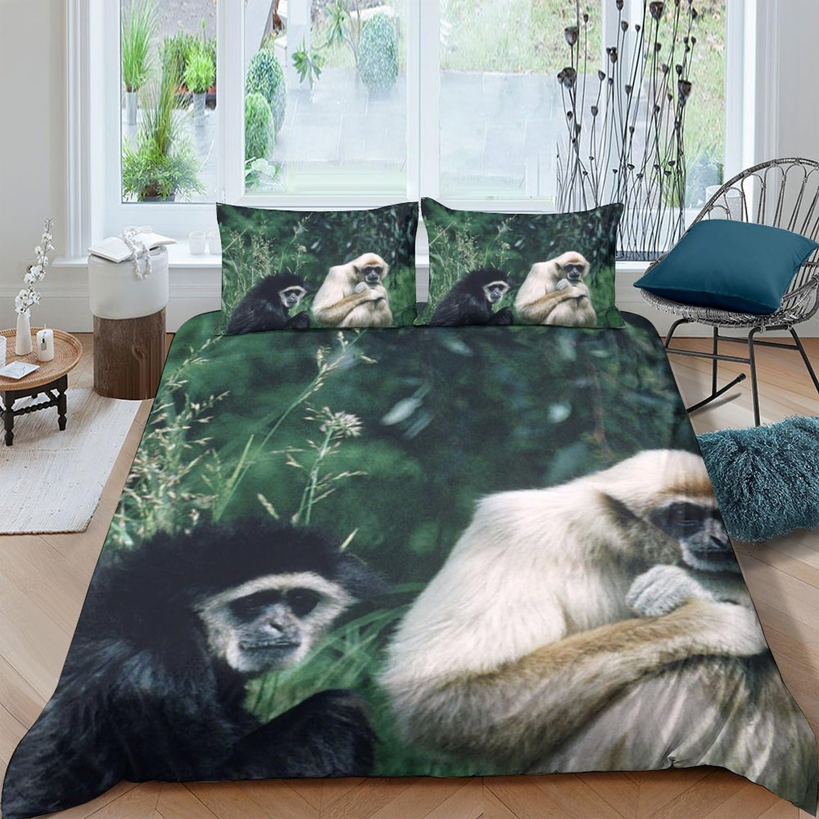 Ctjqhvkz Style-1 3D Printed Jungle Monkey Fitted Sheet Microfiber Soft Breathable Animal Forest Bed Cover For Bedroom Decor Mattress Protection Single（135X200cm）