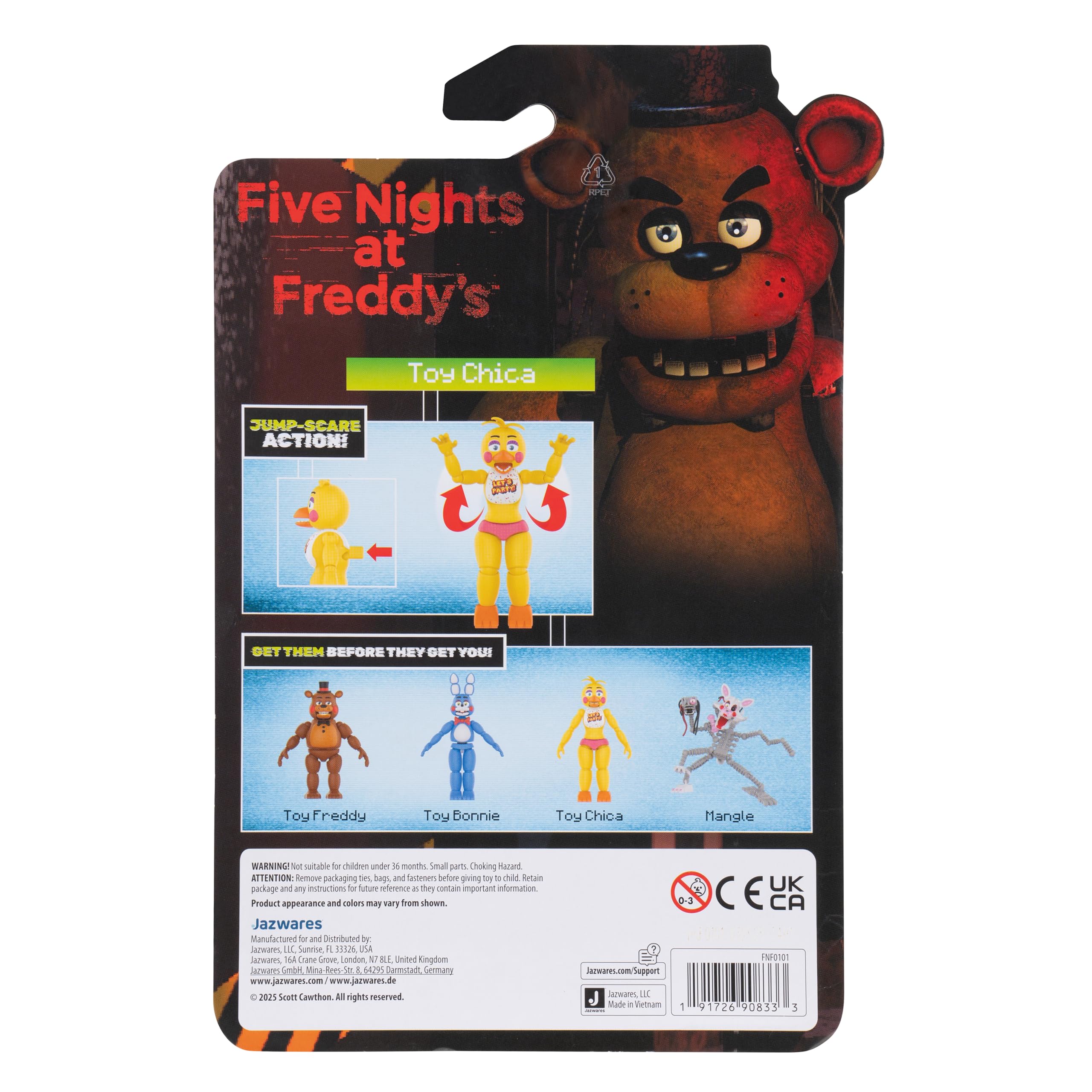 Jazwares Five Nights at Freddy’s Toy Chica - 5-Inch Articulated Figure with Jumpscare Feature and Glow-in-The-Dark Eyes