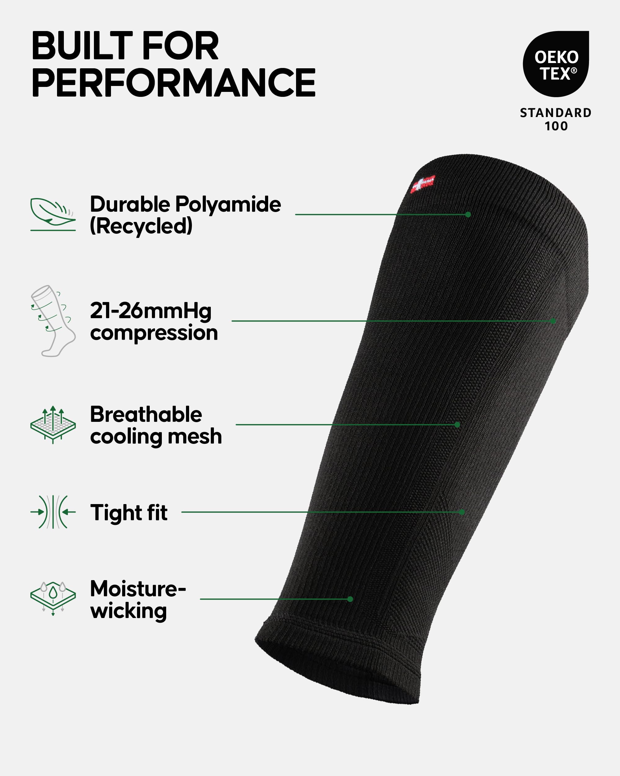 DANISH ENDURANCE Fasce a Compressione Graduata per Polpaccio, 21-26mmhg, Scaldamuscolo, da Uomo e Donna, 1 o 3 Paia