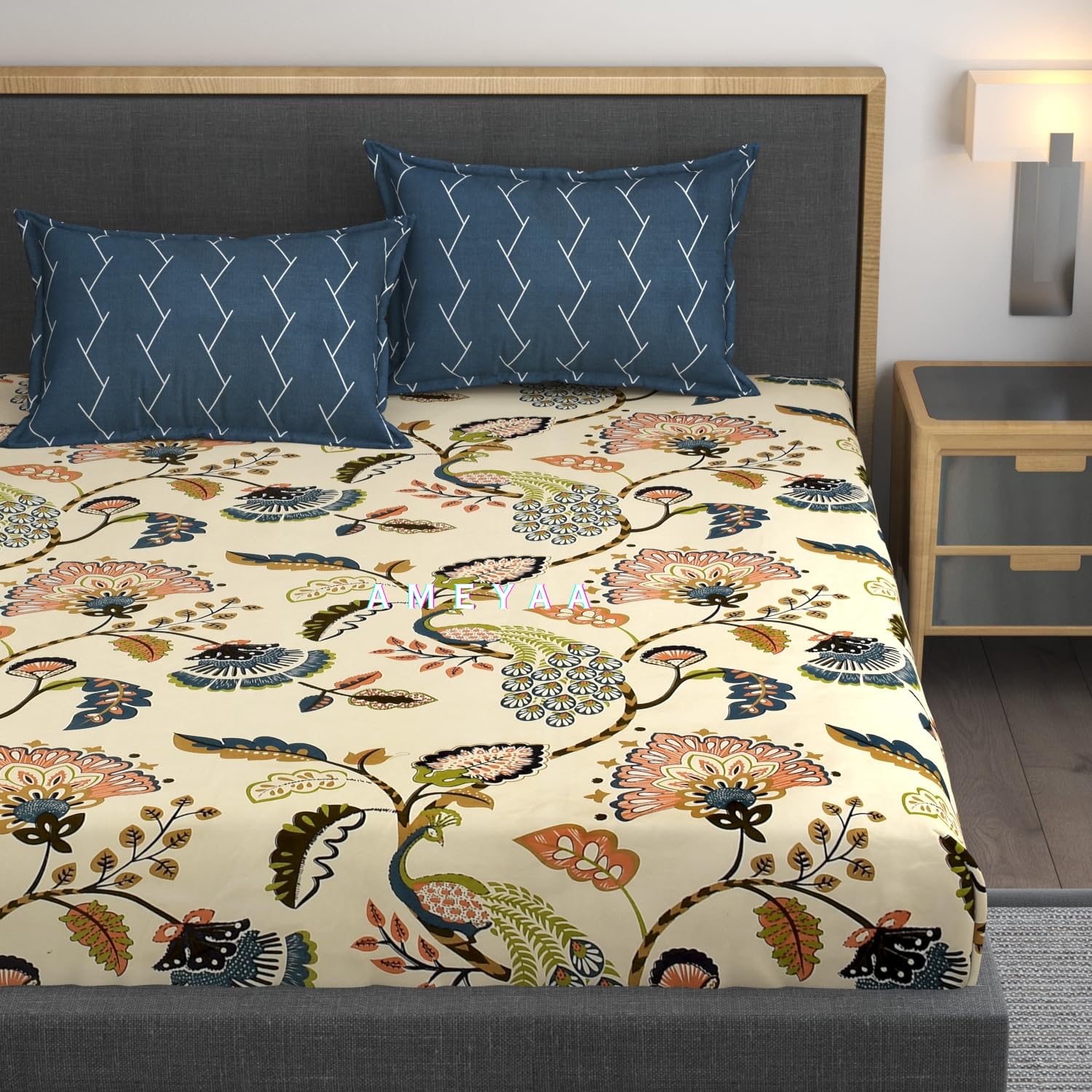 King Size Fitted Bedsheet - Premium Cotton Feel -28