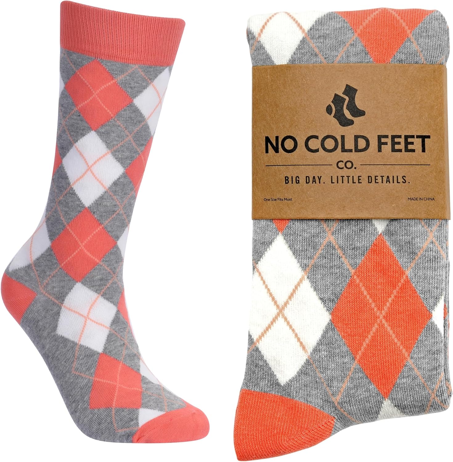 No Cold Feet Men’s Pink Dress Socks – Classic Soft Crew Dress Socks, All-Day Comfort for Work, Business or Weddings