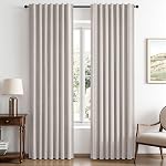 MIULEE 100% Rideaux en lin noir pour chambre à coucher, Ivoire Solide Decor Thermal Insulation Room Darkening Draps for Living Room Back Tab Rod Pocket 42 x 84 Des pouces, 2 Panneaux