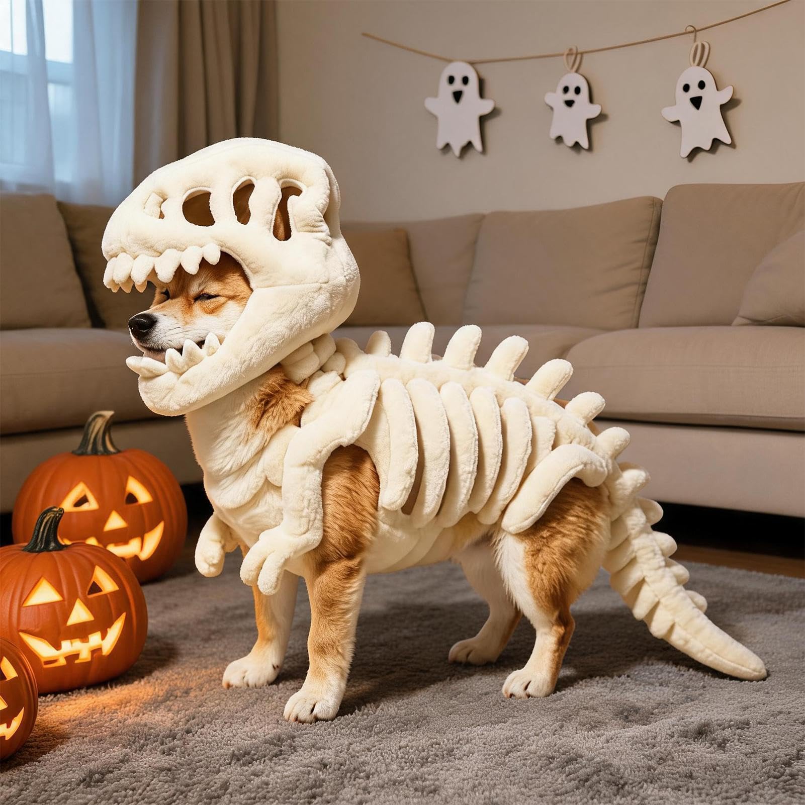 Costume da scheletro per cani con osso di dinosauro | Costume da dinosauro per cani, Halloween, per feste a tema, fotografie, eventi, carnevale, riunioni di amici, casa