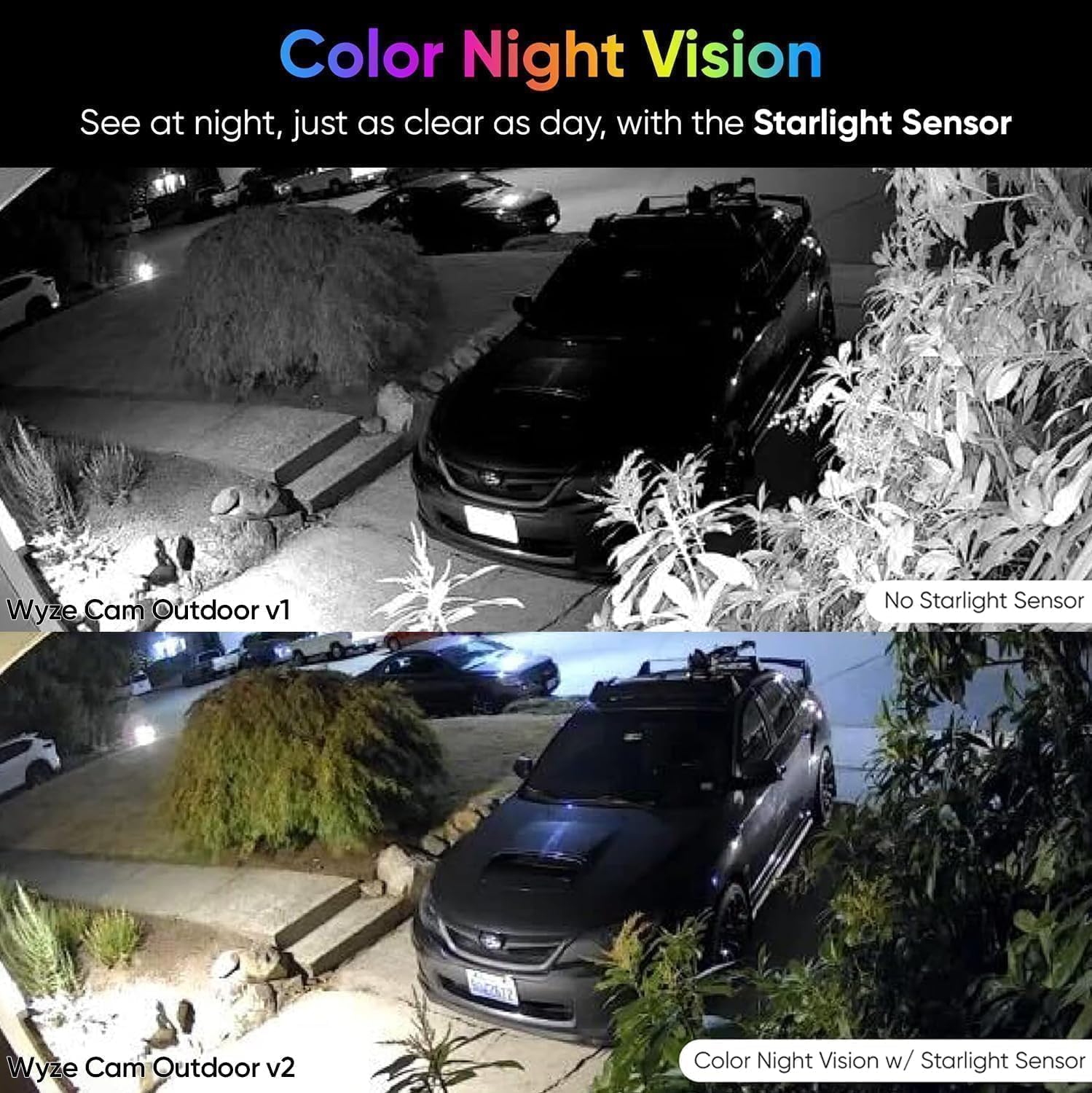 Color White Wyze Cam Outdoor Starter Bundle v2 (1 Camera   Base Station) - 1080p HD Wireless Home Security Camera, Battery-Powered, IP65 Rated, Color Night Vision, 2-Way Audio, Compatible with Alexa & Google