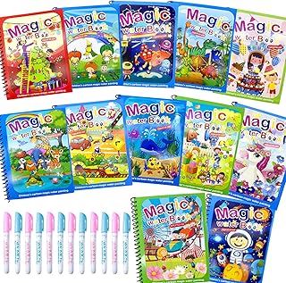 Dduolammng 12 Pack Water Coloring Books,Water Doodle Book Toys,Reusable Water Painting Book for Toddlers,Educational Learn...