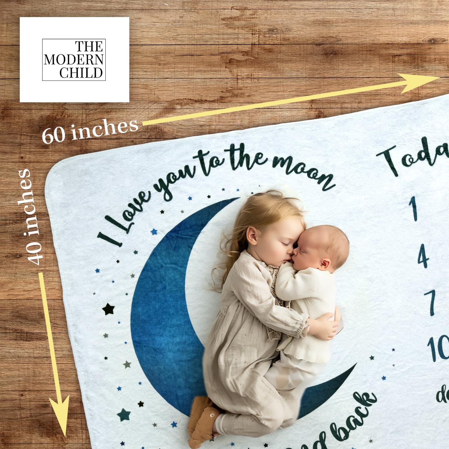 Baby Milestone Blanket - 60x40 Inch Fleece Photo Backdrop For Monthly Pictures