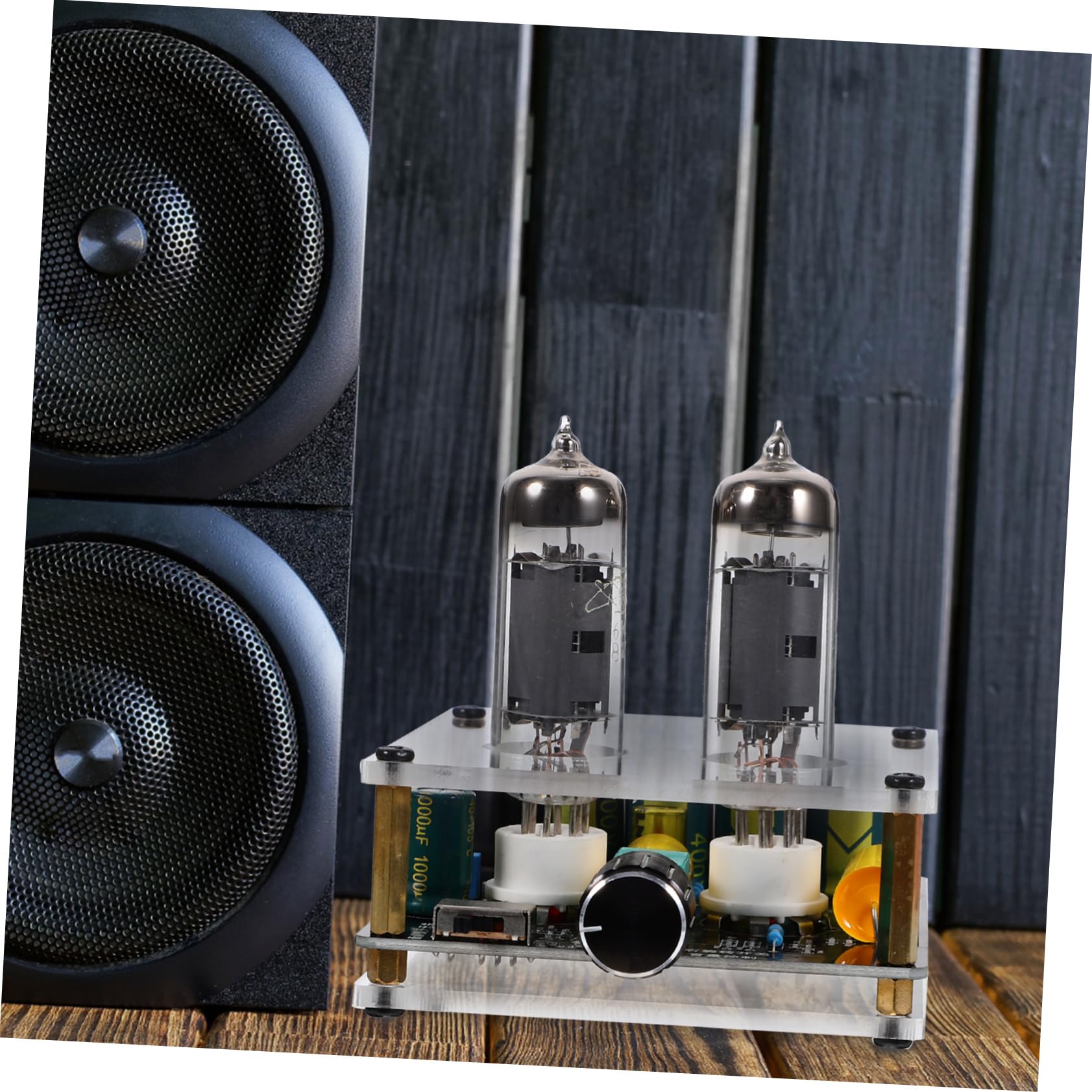 Preamplificatore Valvolare Phono Portatile Funzione Preamplificatore in Vetro e Abs per Sistemi Home Theater Fai-da-te e Arredamento Moderno