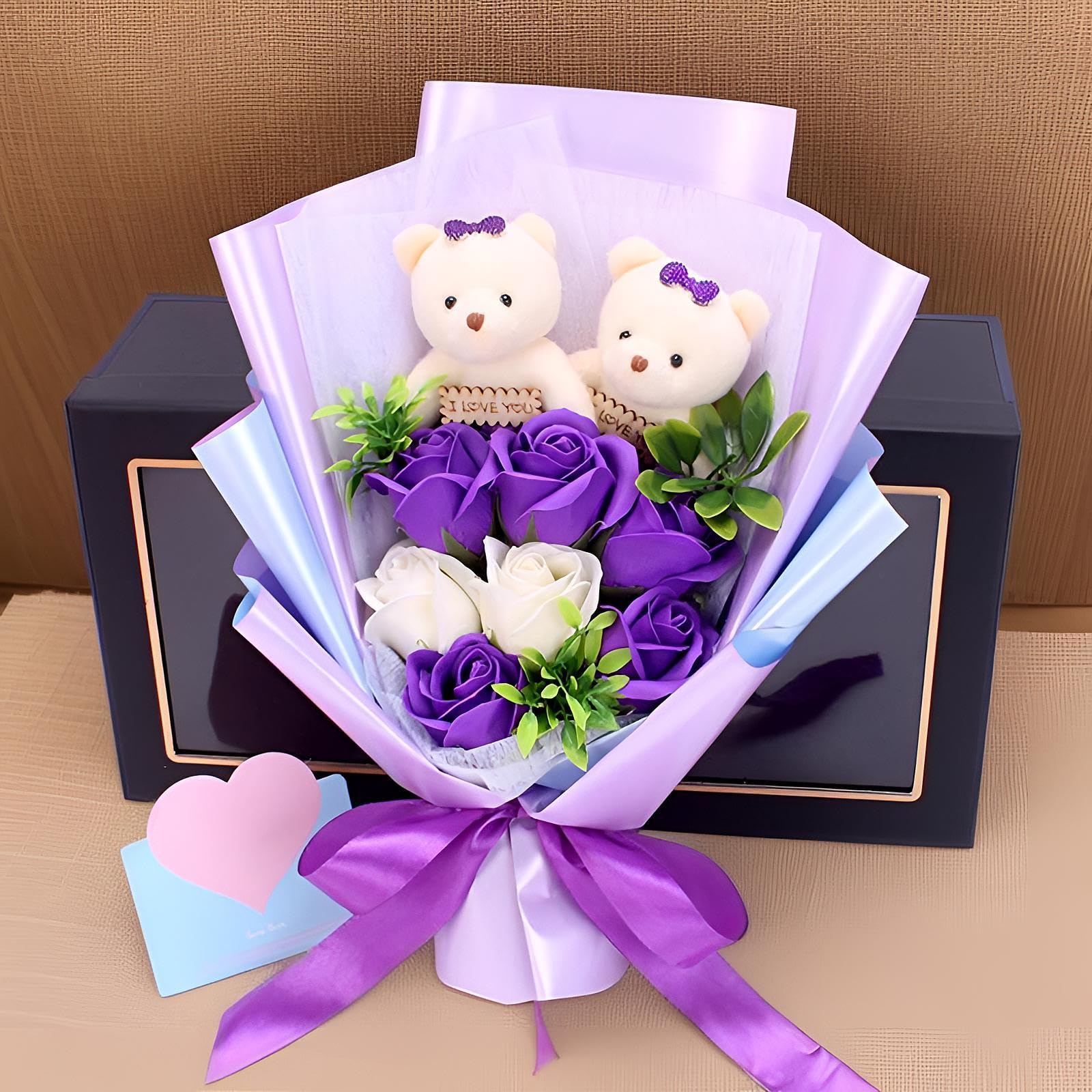 Arreglos Florales de Jabón Artesanales, Perfumados, Regalos de Valentín para Jardín, Interior, Exterior, Mascotas, Estudiantes Y Amigos, Violeta, Individual