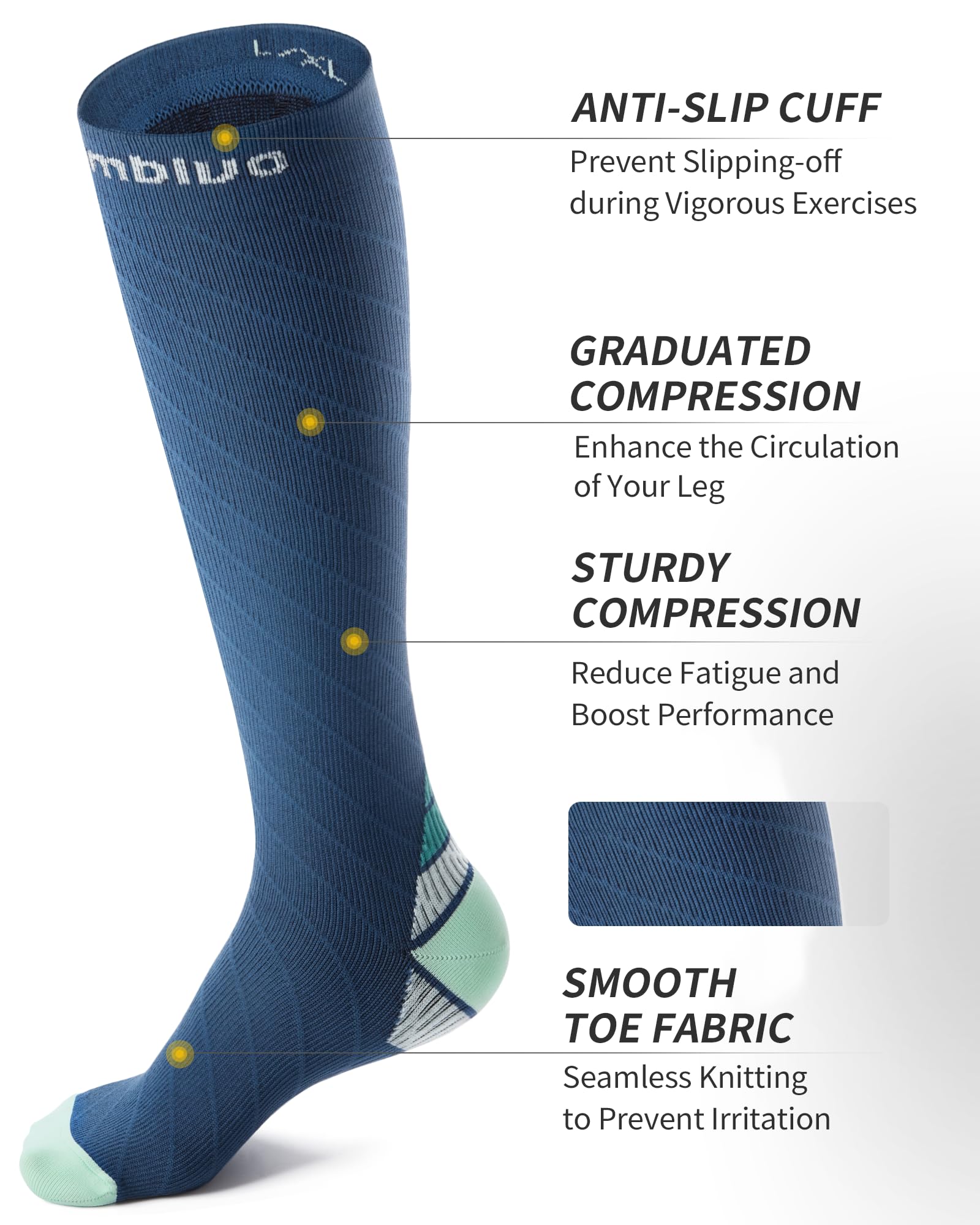 CAMBIVO Calze Compressione Graduata Donna e Uomo 2 Paia, Calze Elastiche a Compressione Graduata per Sport, Running, Trekking, Viaggio in Aereo