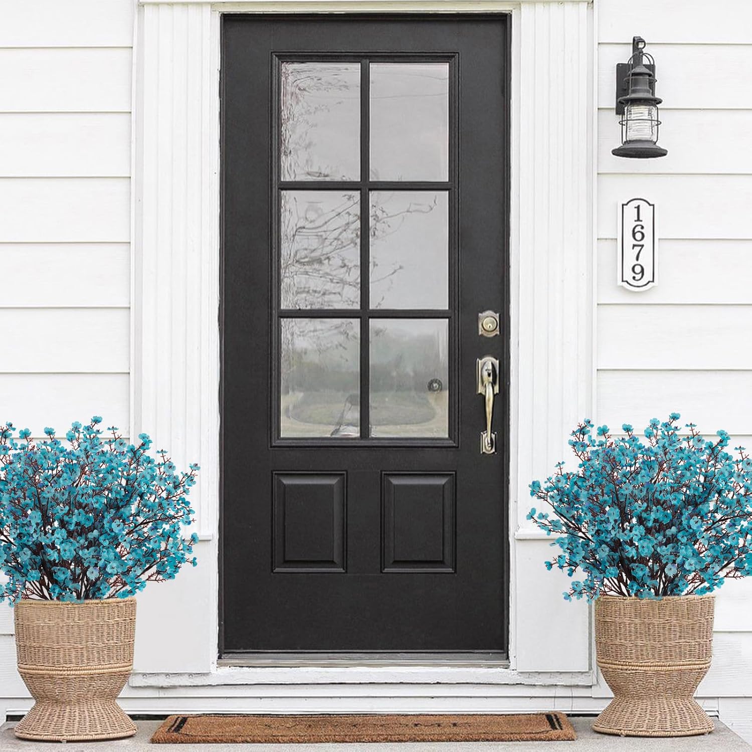 8Pcs Babys Breath Artificial Flowers Silk,Real Touch Peacock Blue Bouquets Flowers for Vase Home Office Wedding Spring Winter Indoor Outdoor Centerpiece Table Decorations