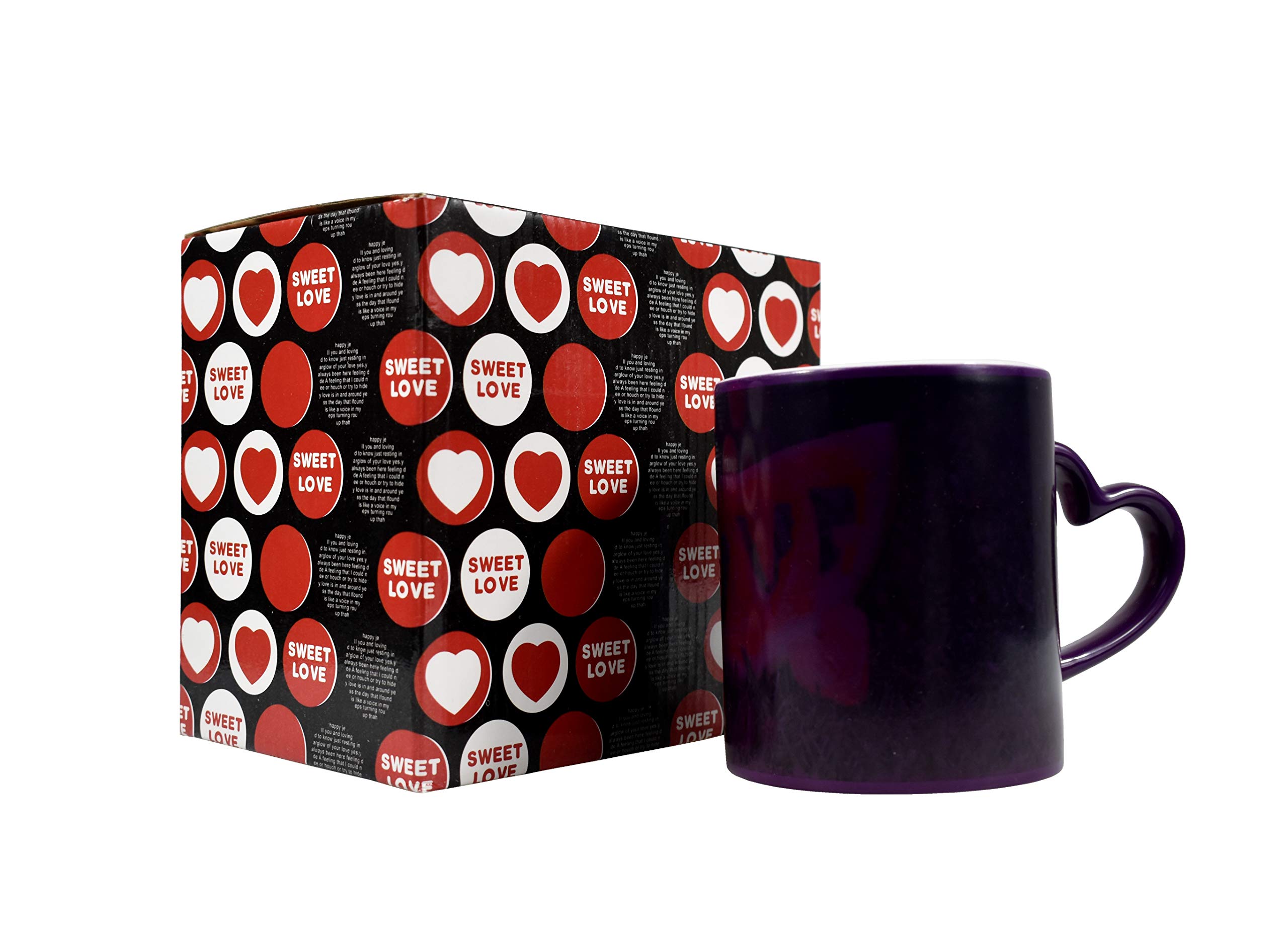 Coffee Mug, Heat Sensitive Color Changing Mug Art Tea Cup Gift for Men and Women-L Purple